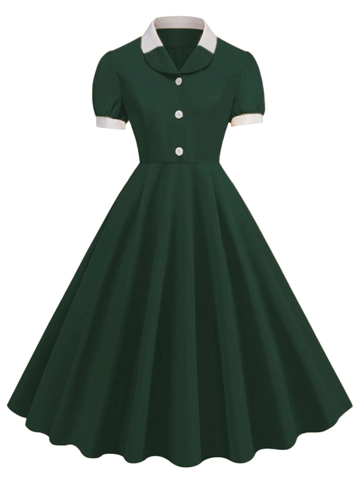 Robe à revers contrastée à manches courtes des années 1950 - Image 4