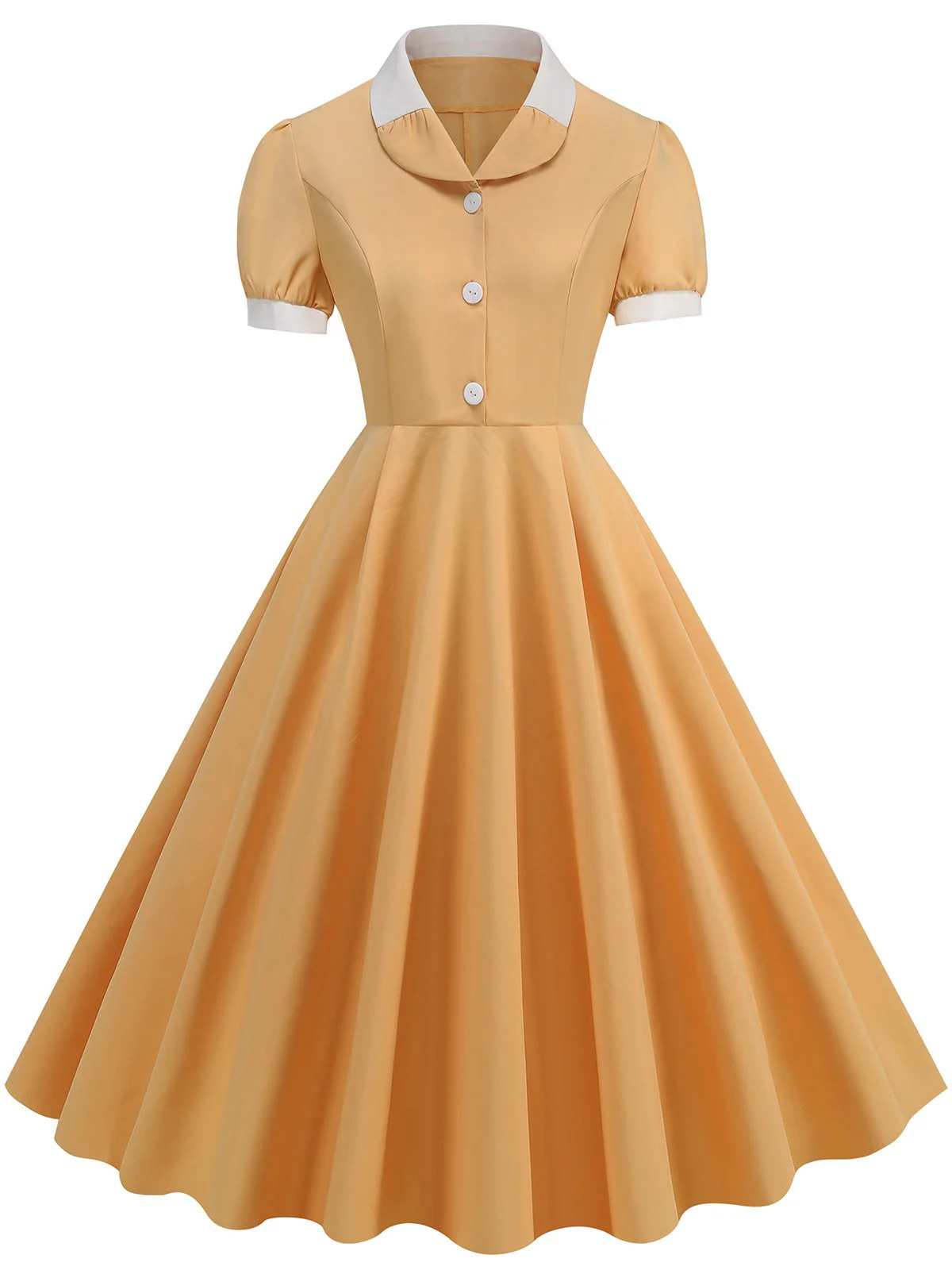 Robe à revers contrastée à manches courtes des années 1950 - Image 7