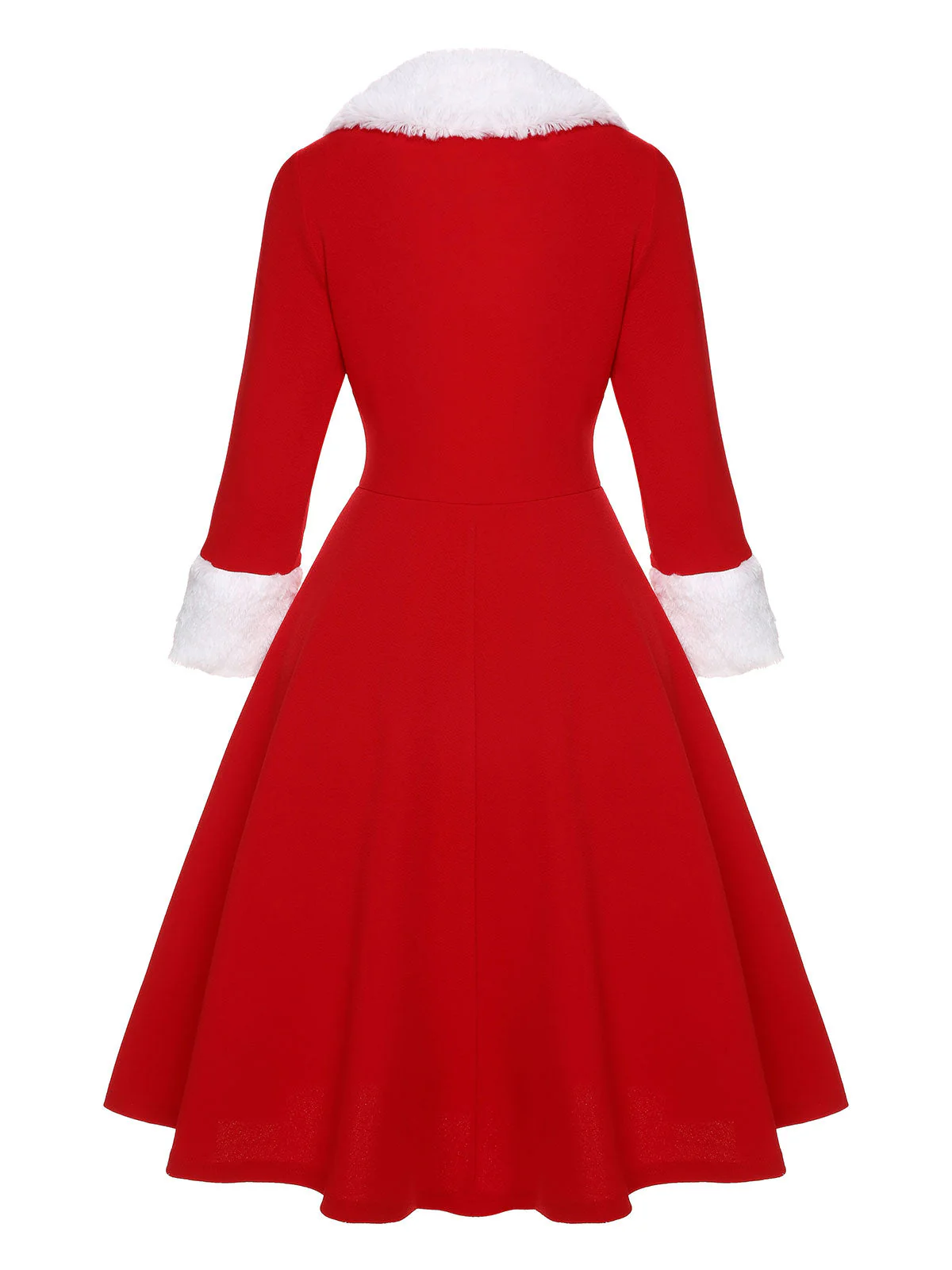 Robe à revers de Noël rouge et blanche en peluche des années 1950 - Image 4