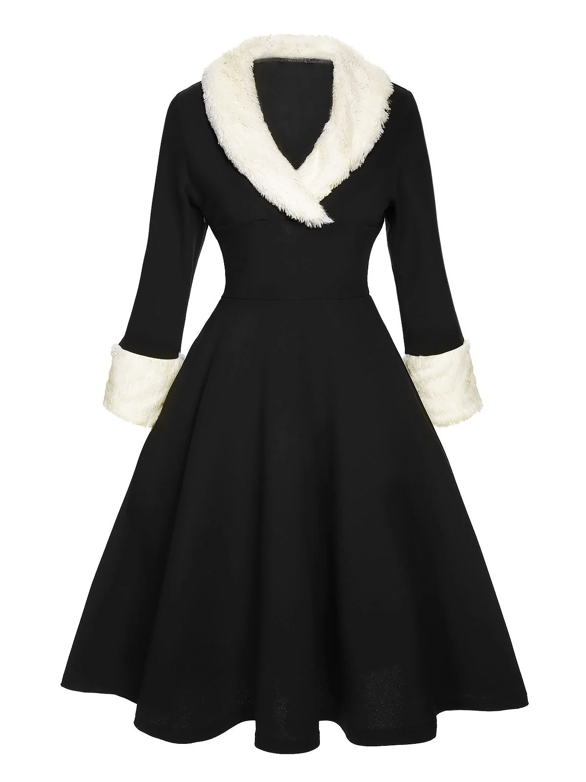 Robe à revers de Noël rouge et blanche en peluche des années 1950 - Image 7