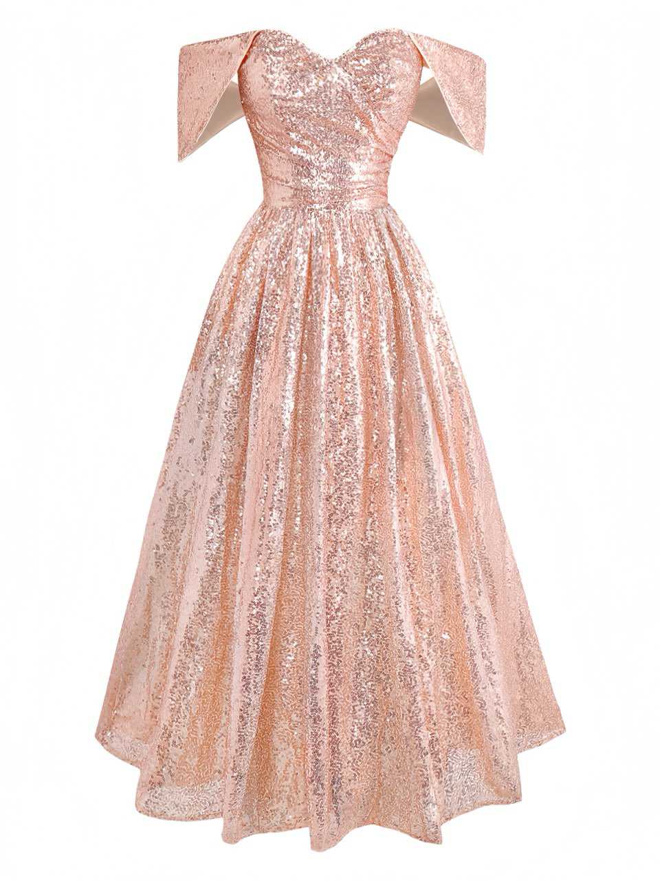 Robe à sequins champagne à épaules dénudées années 1930 - Image 2