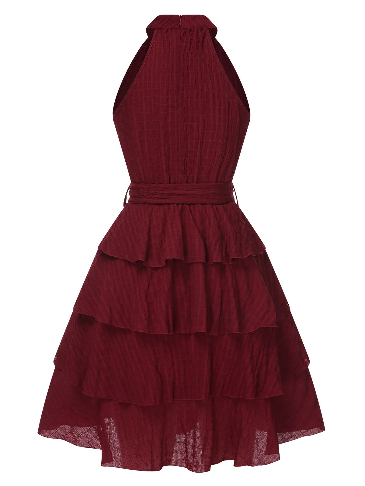 Robe à volants col rond licou de couleur unie des années 1950 - Image 2