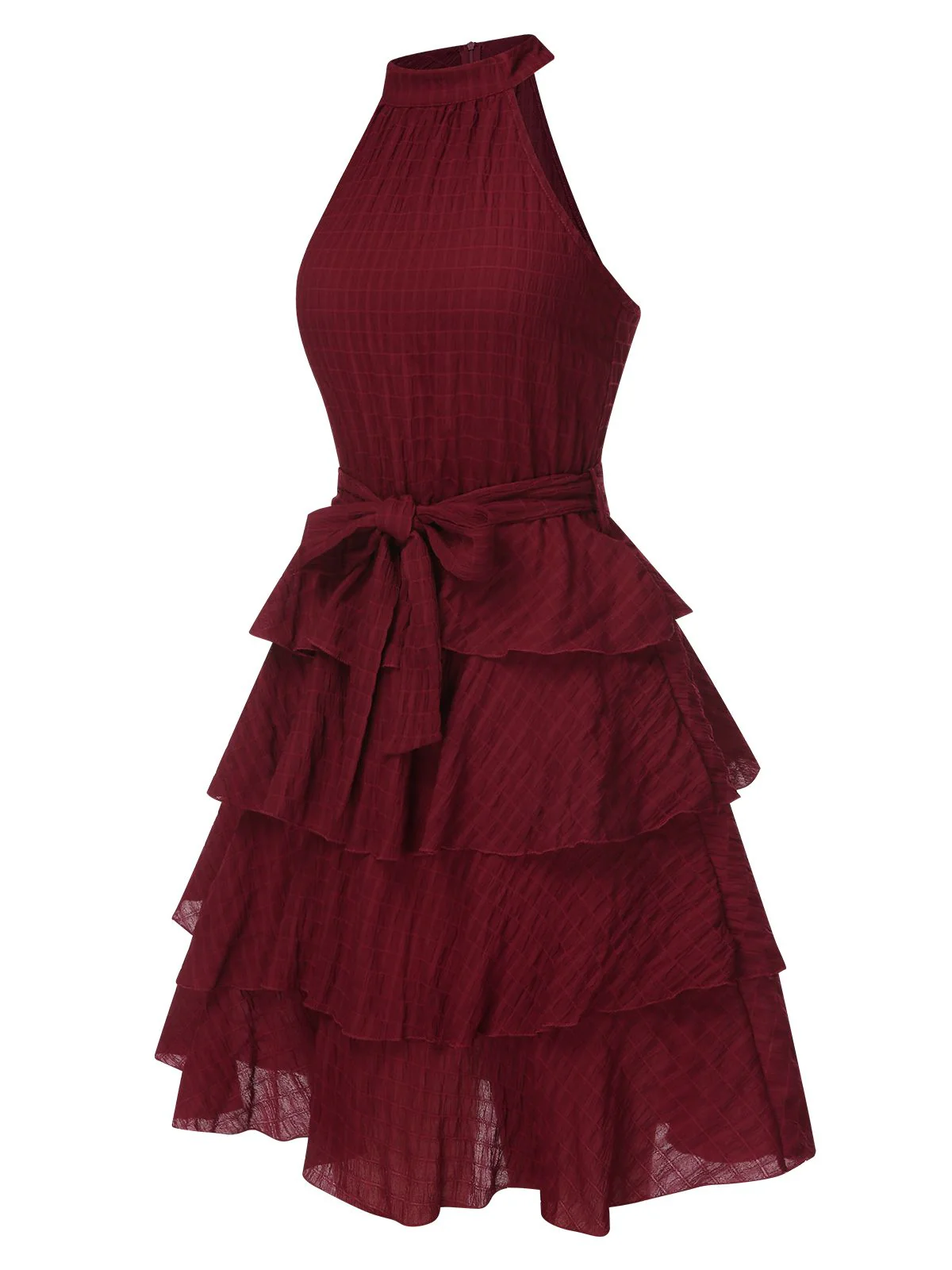 Robe à volants col rond licou de couleur unie des années 1950 - Image 3