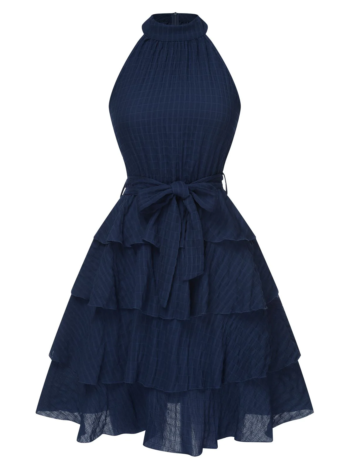 Robe à volants col rond licou de couleur unie des années 1950 - Image 5