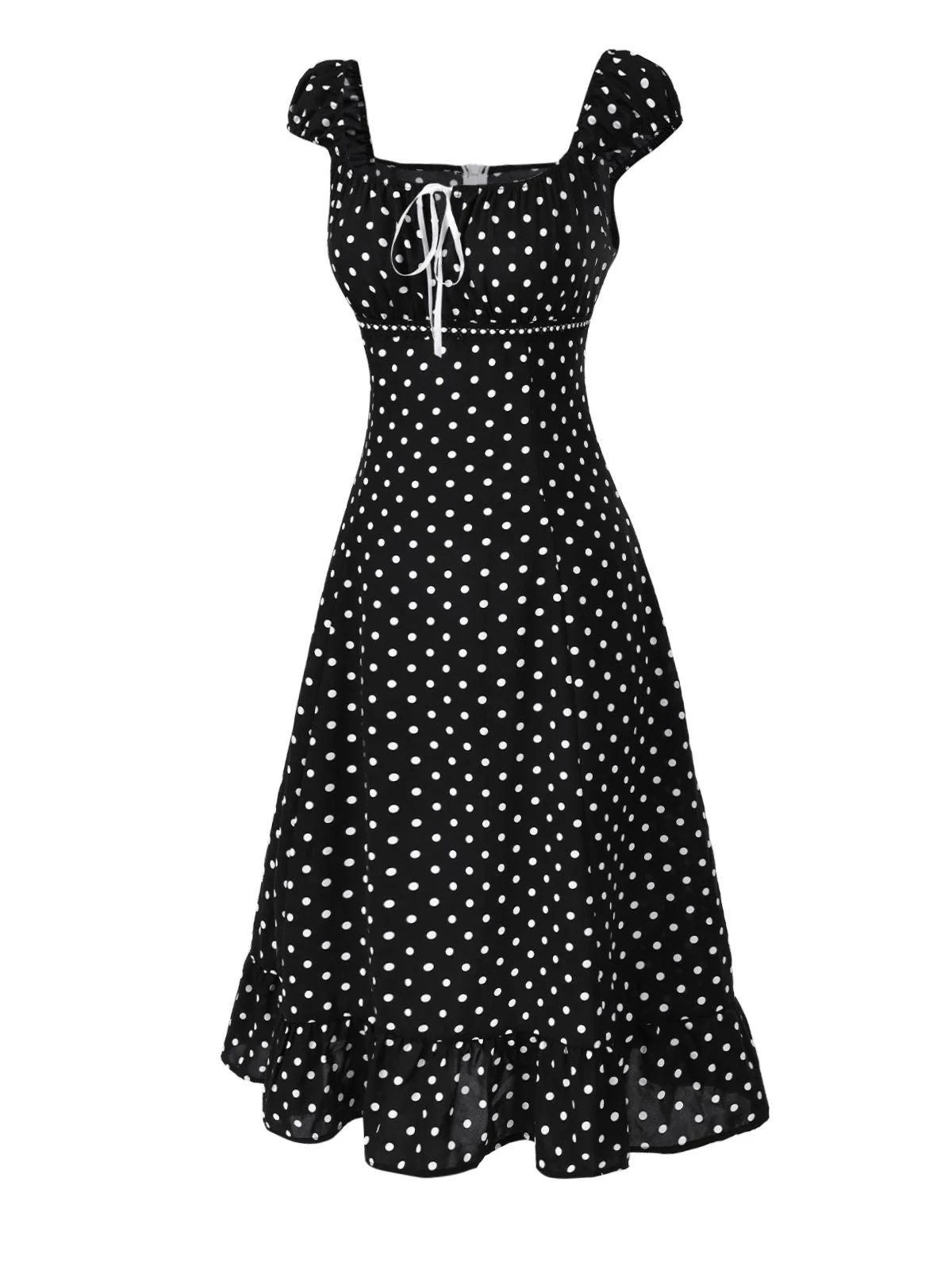 Robe à volants et col carré à pois noir années 1940 - Image 9