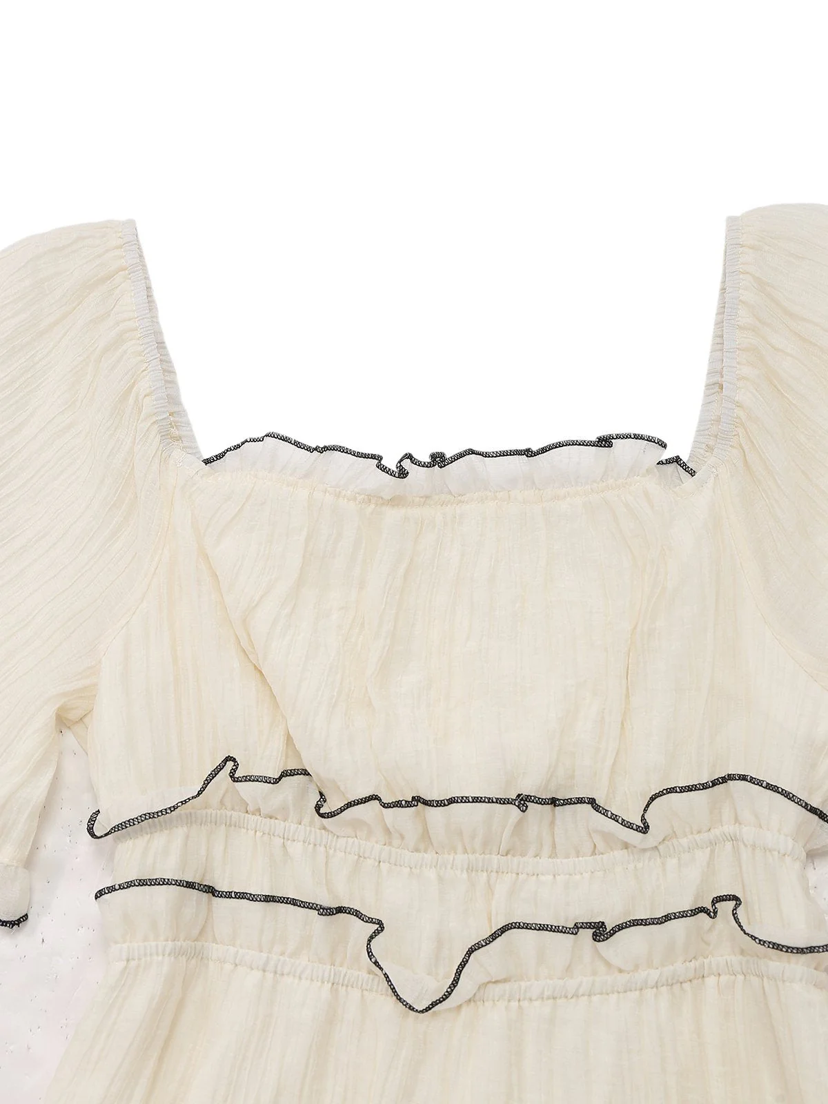 Robe abricot à col carré et bordure texturée années 1930 - Image 3