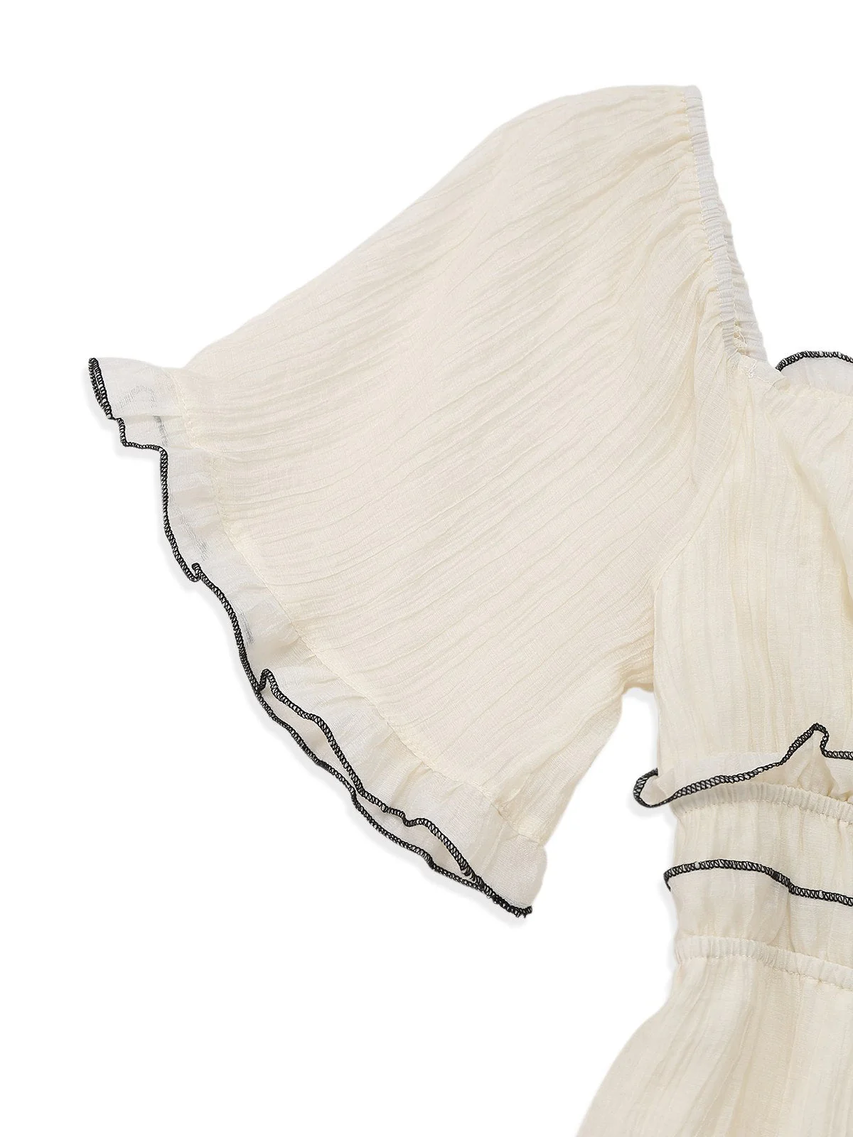 Robe abricot à col carré et bordure texturée années 1930 - Image 4