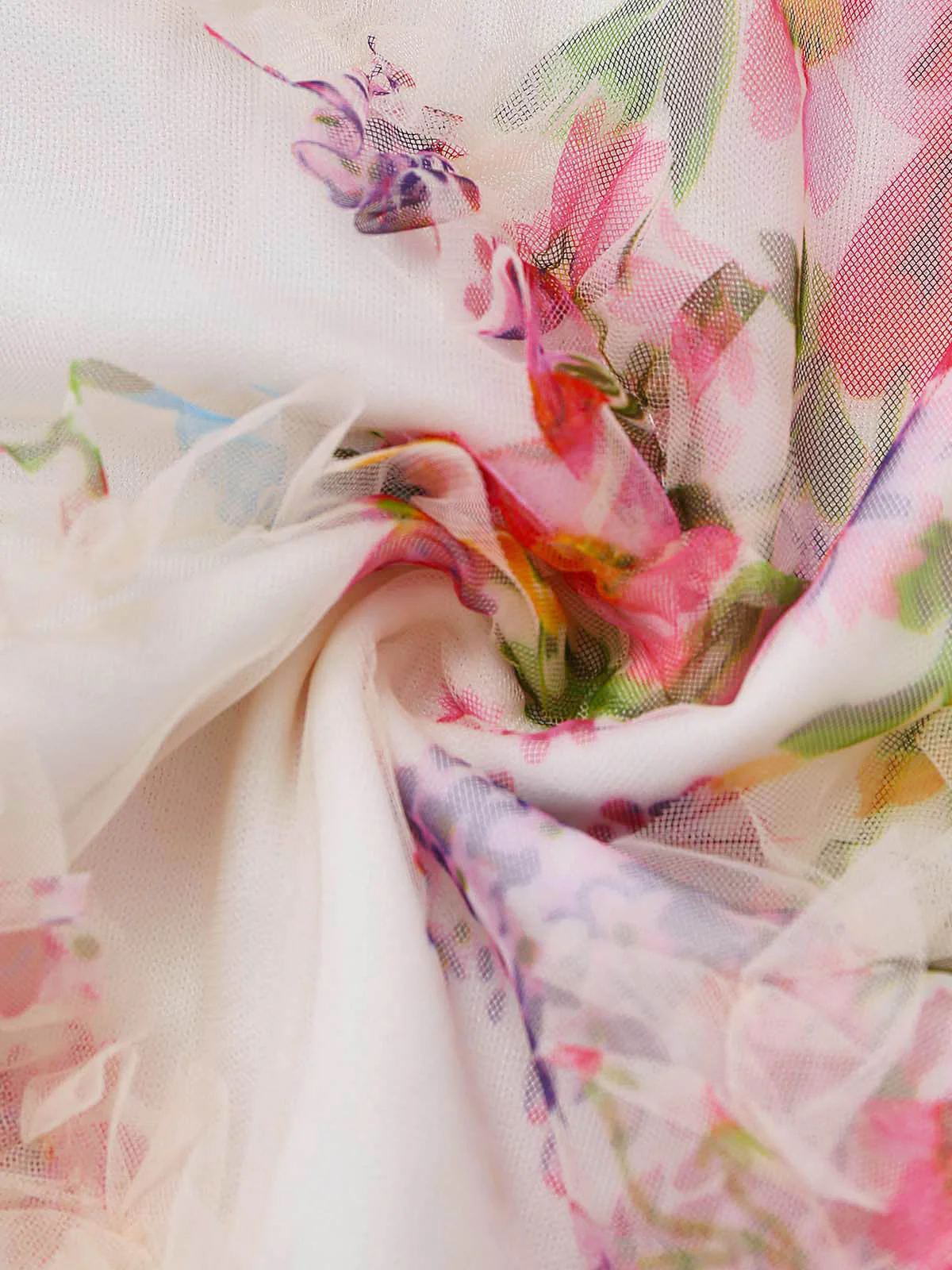 Robe ajustée multicolore maille plissée motif floral années 60 - Image 7