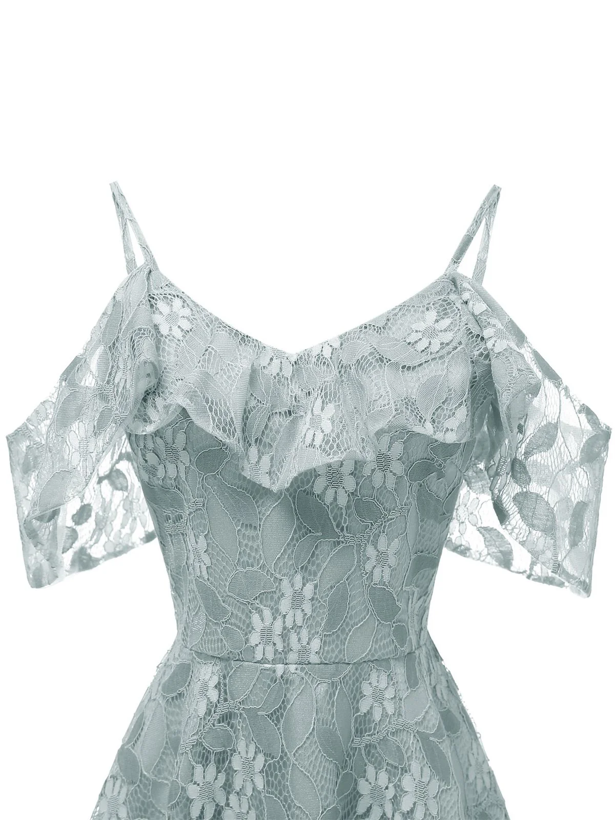 Robe à Bretelle Vintage Rose Année 50 à Volants Dos Nu Dentelle Cocktail - Image 9