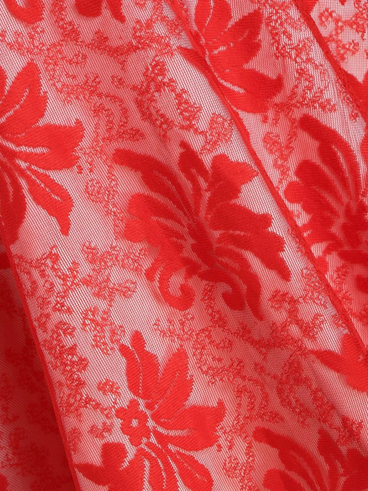 Robe Rouge Pour Noël Années 50 Vintage Patchwork Manches Longues - Image 5