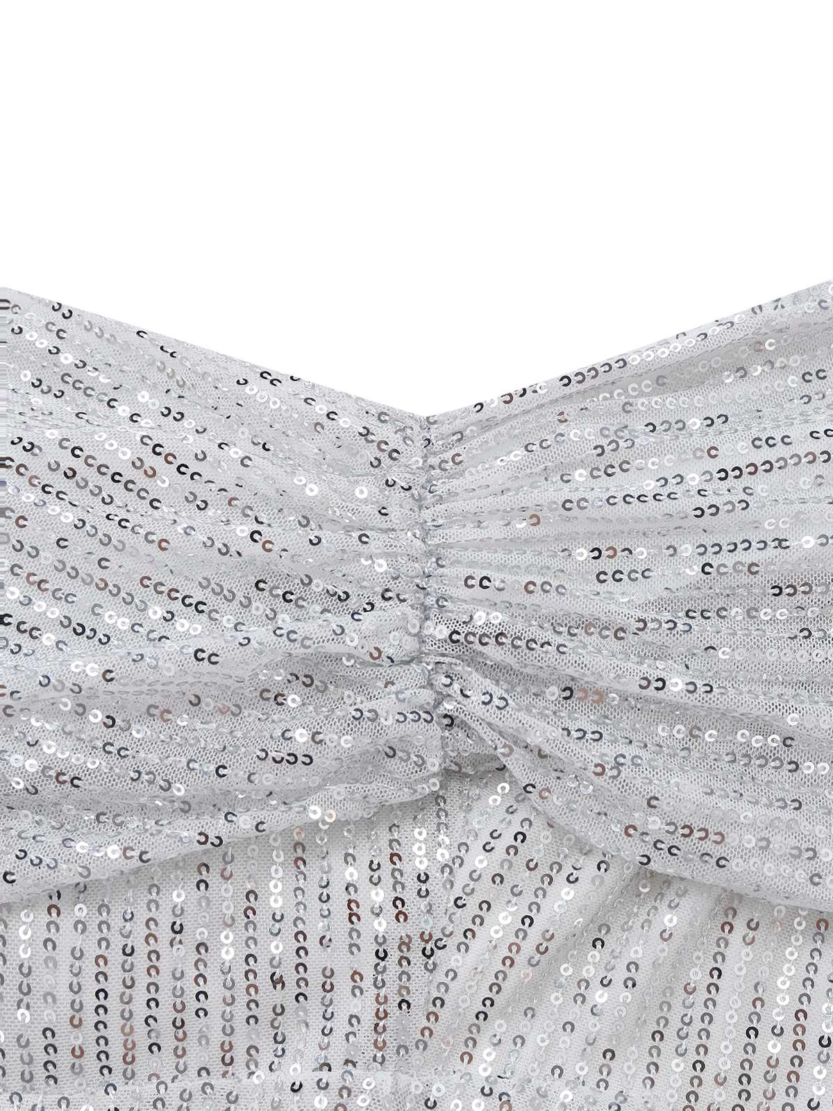 Robe argentée à paillettes asymétrique une épaule et fendue sur le côté années 1920 - Image 4