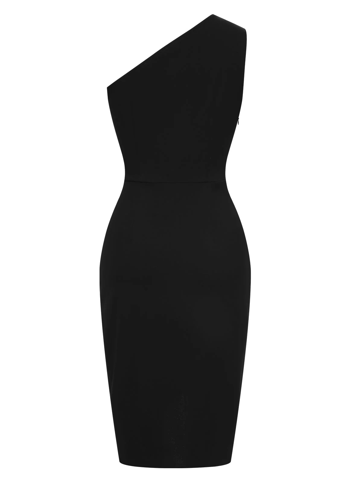 Robe asymétrique à volants et ourlet tulipe uni des années 1960 - Image 3
