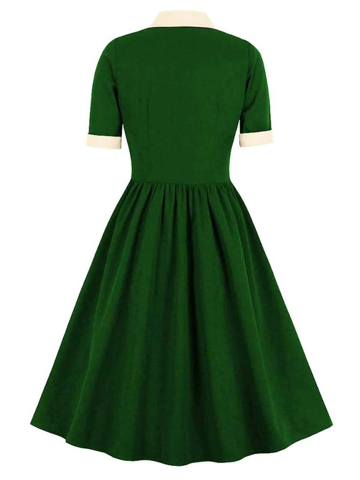 Robe avec nœud à revers et boutons contrastés des années 1940 - Image 2