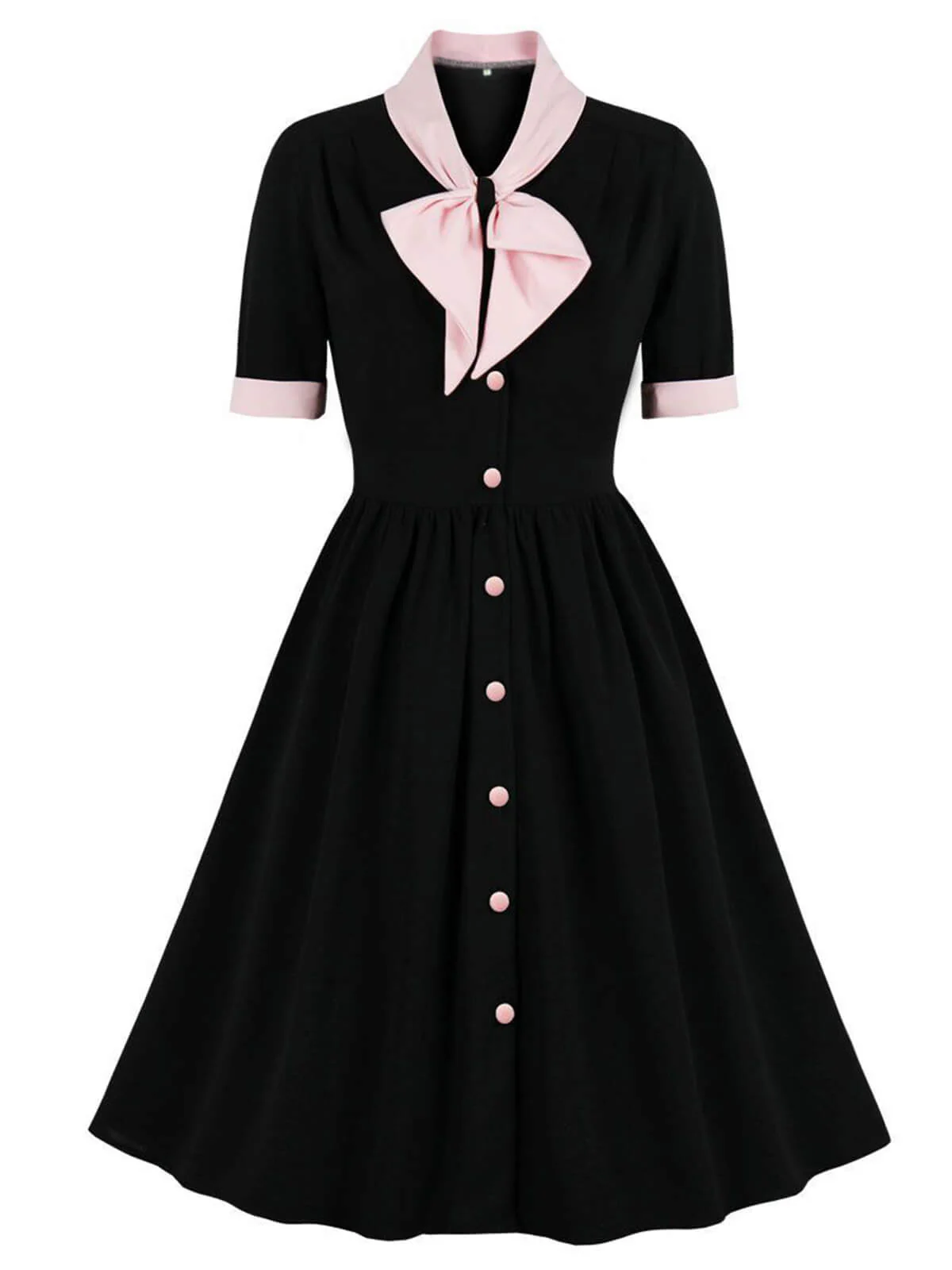 Robe avec nœud à revers et boutons contrastés des années 1940 - Image 5