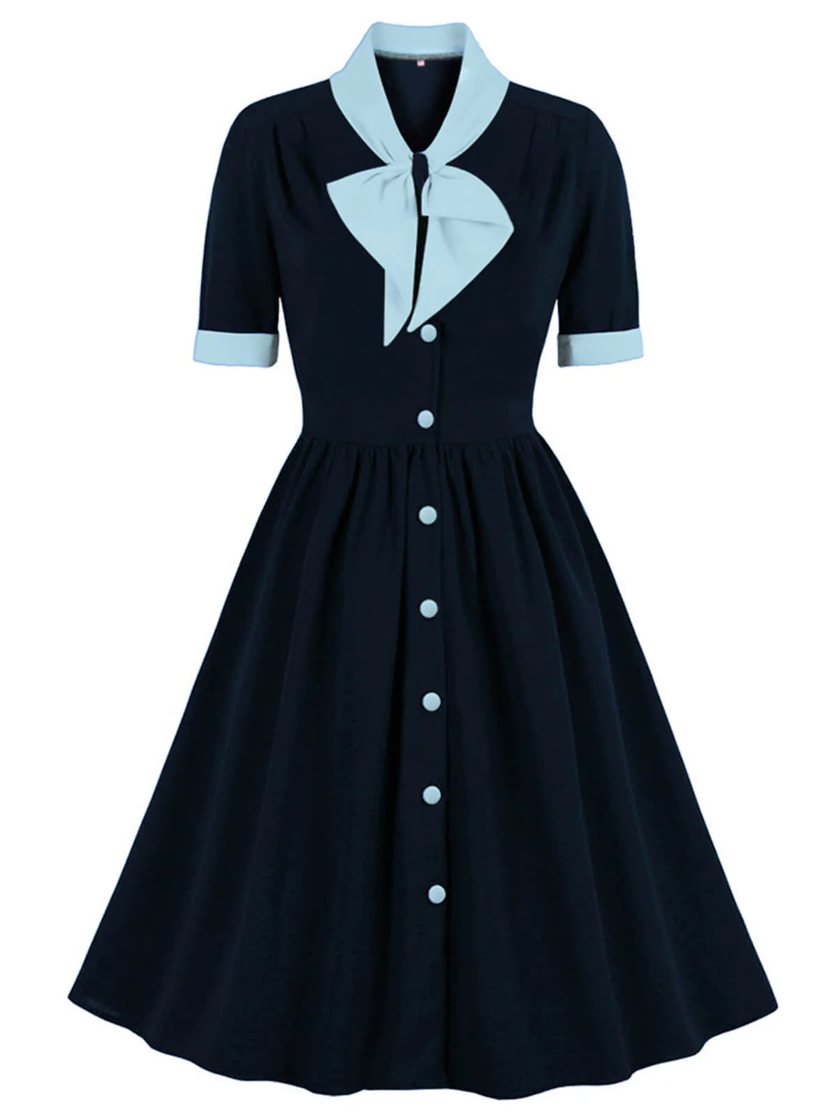 Robe avec nœud à revers et boutons contrastés des années 1940 - Image 7