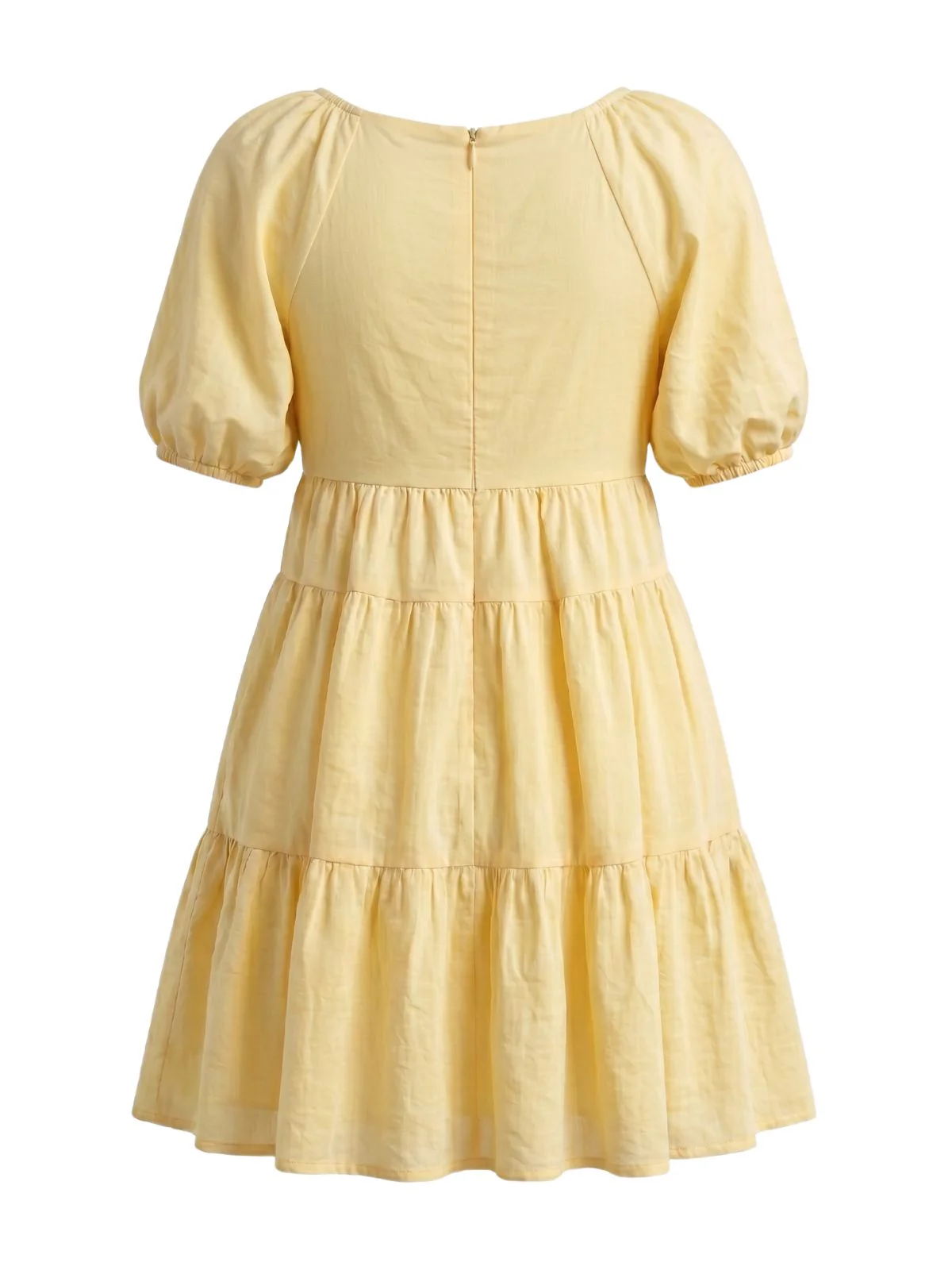 Robe babydoll jaune col V et manches bouffantes années 1950 - Image 3