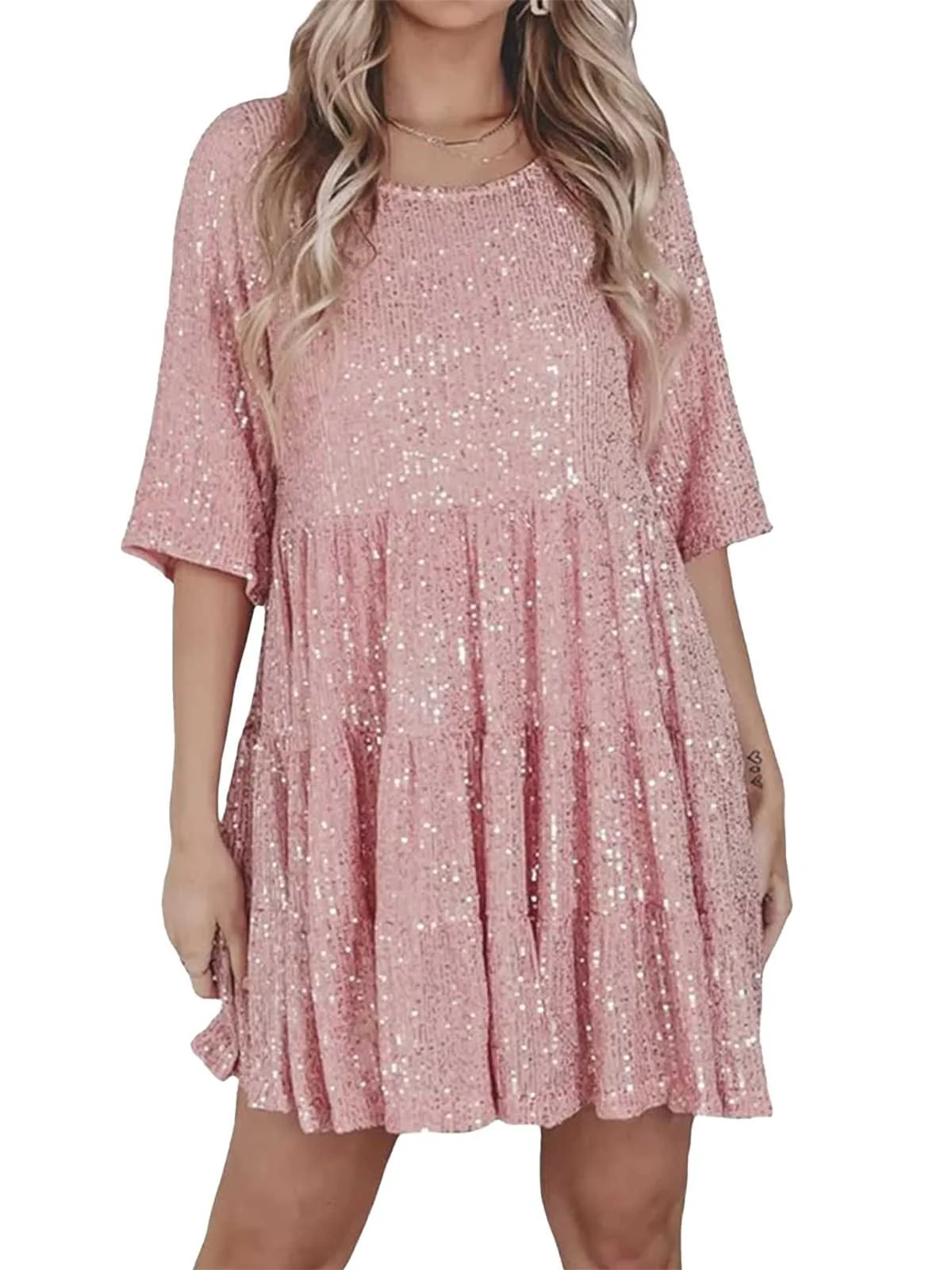Robe babydoll paillettes et volants années 1960 - Image 10