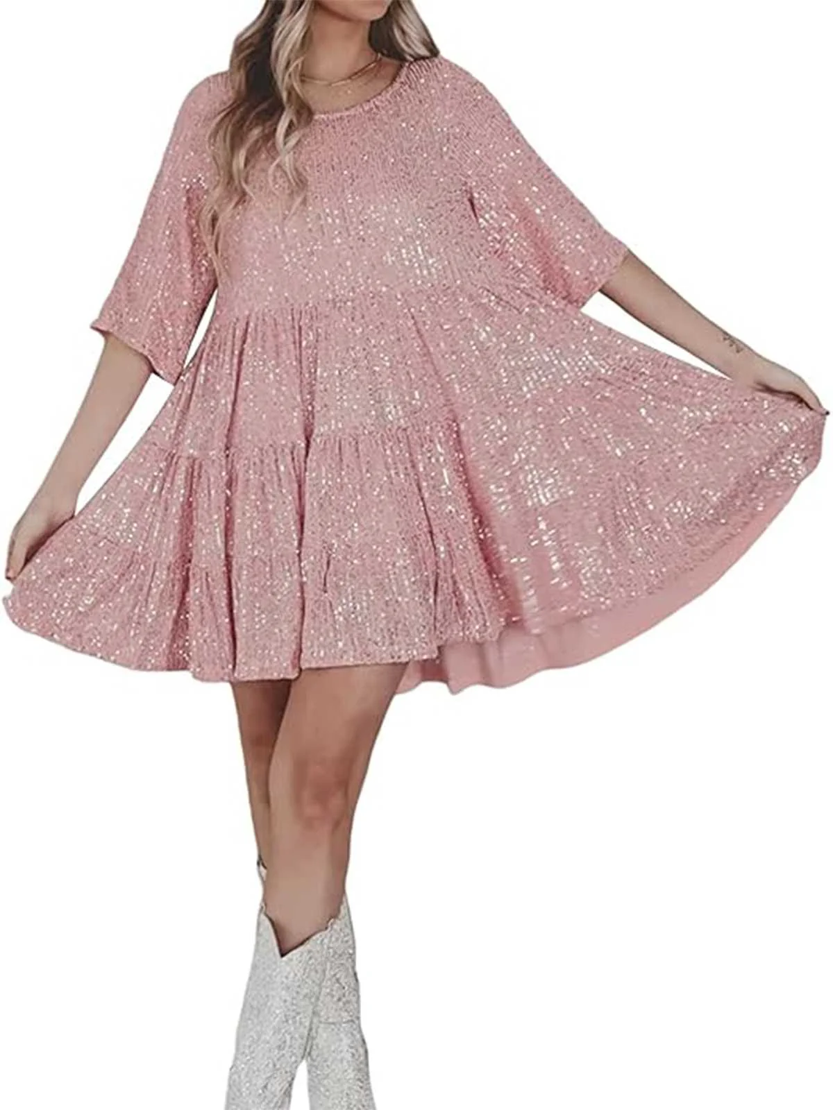 Robe babydoll paillettes et volants années 1960 - Image 11