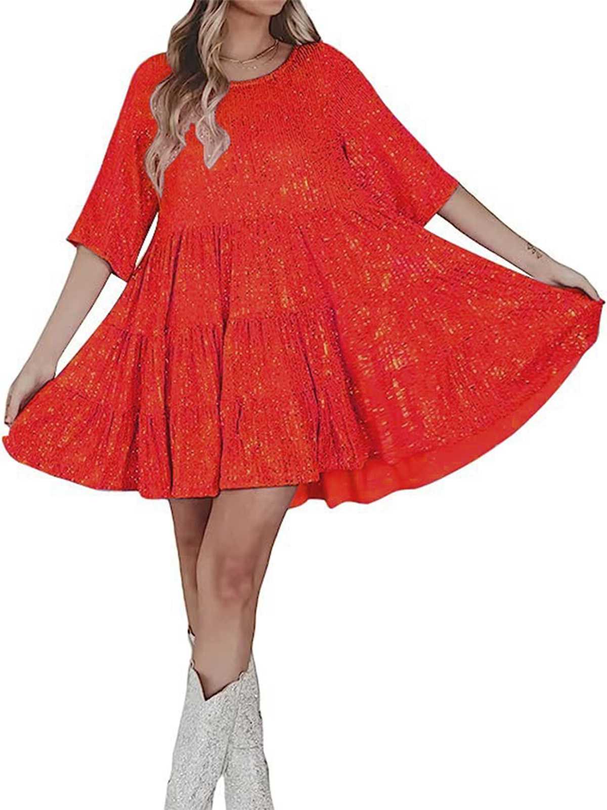 Robe babydoll paillettes et volants années 1960 - Image 13