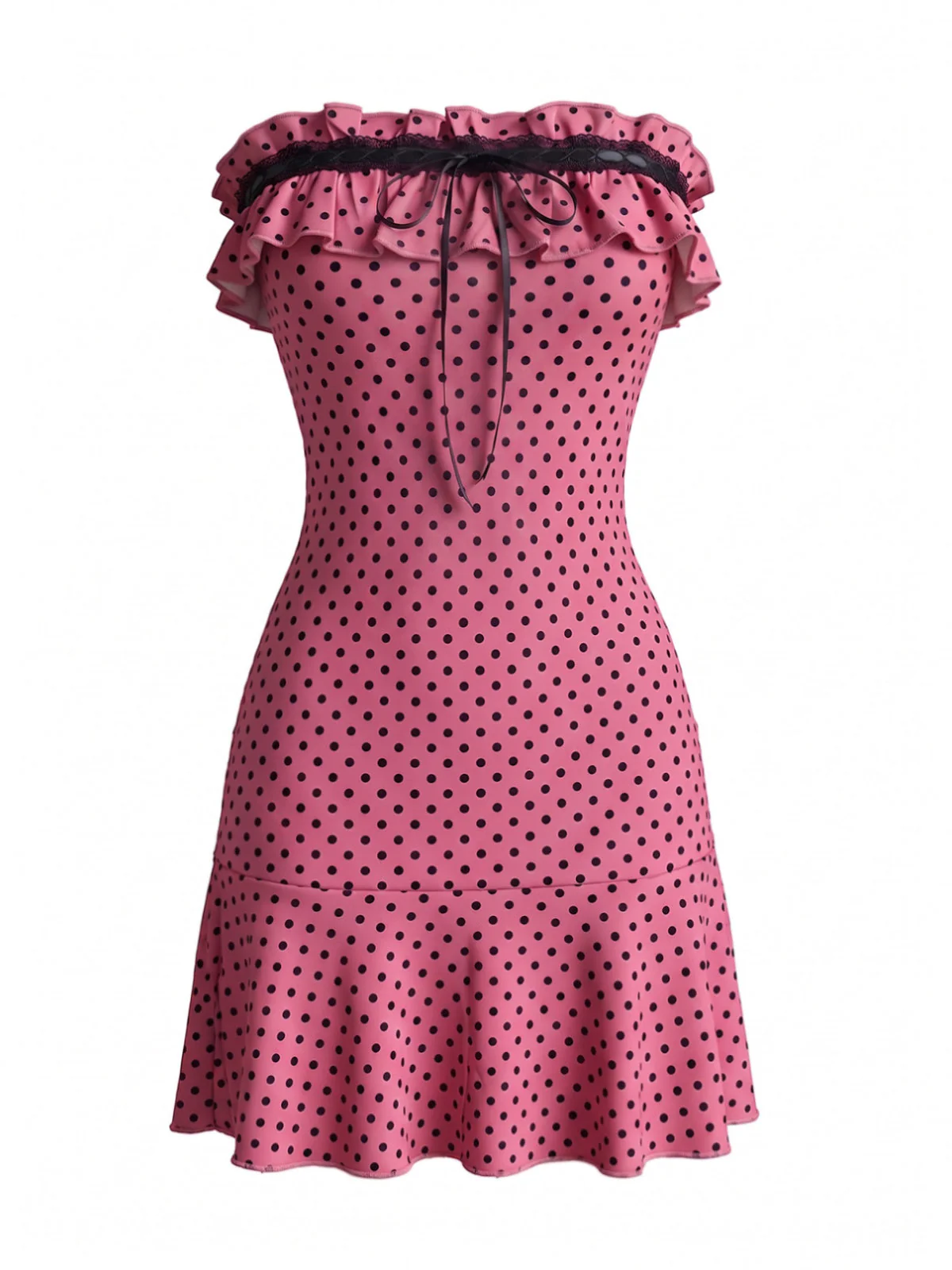 Robe bandeau à pois et volants années 1940 - Image 2