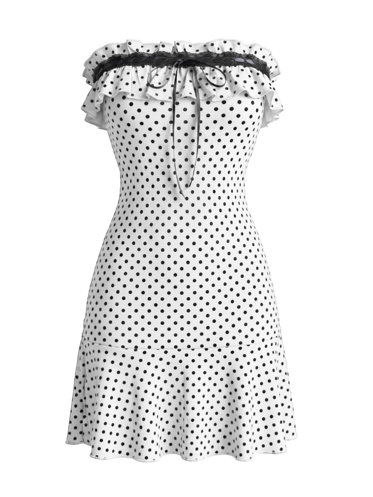 Robe bandeau à pois et volants années 1940 - Image 5