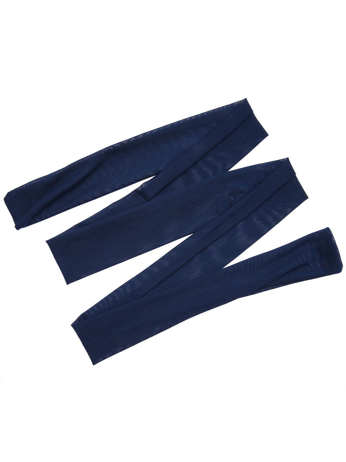 Robe bandeau bleue en maille à pierres précieuses années 1930 avec foulard - Image 7