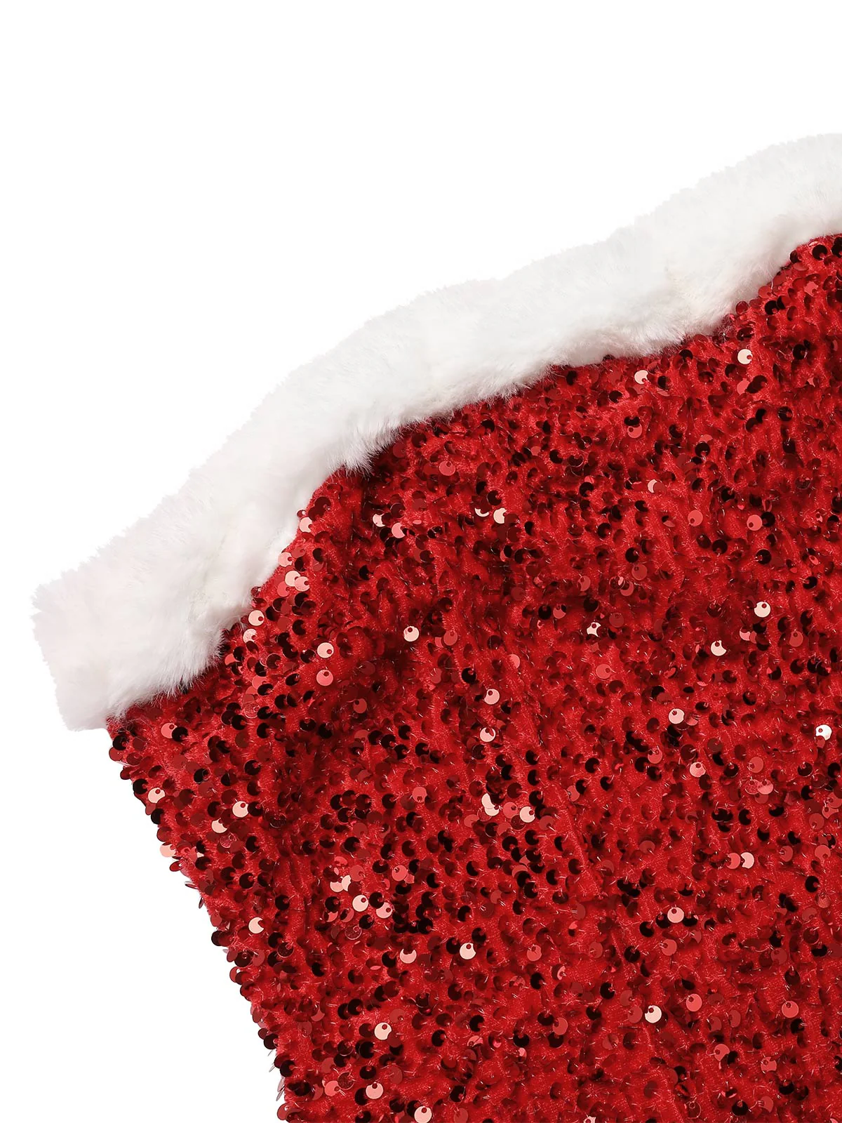 Robe bandeau rouge à paillettes et bordure en peluche des années 1960 - Image 5