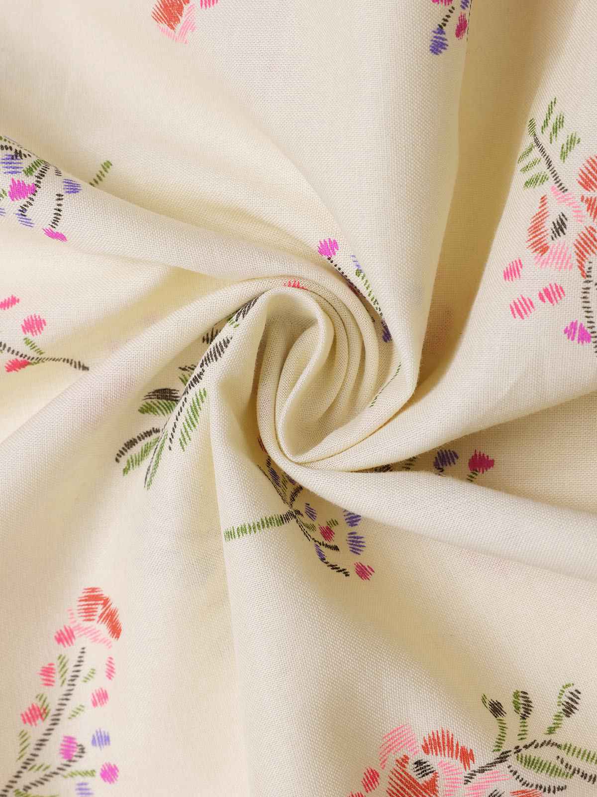 Robe beige à manches bouffantes et revers fleuris des années 1940 - Image 10