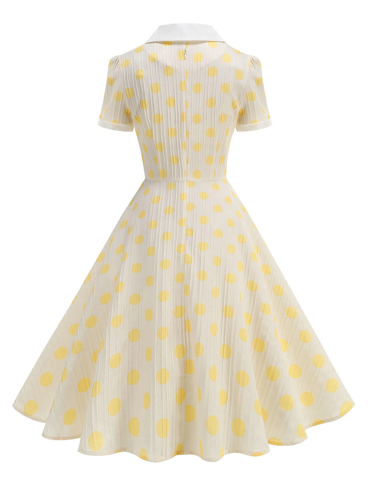 Robe beige à pois et boutons à revers des années 1950 - Image 3