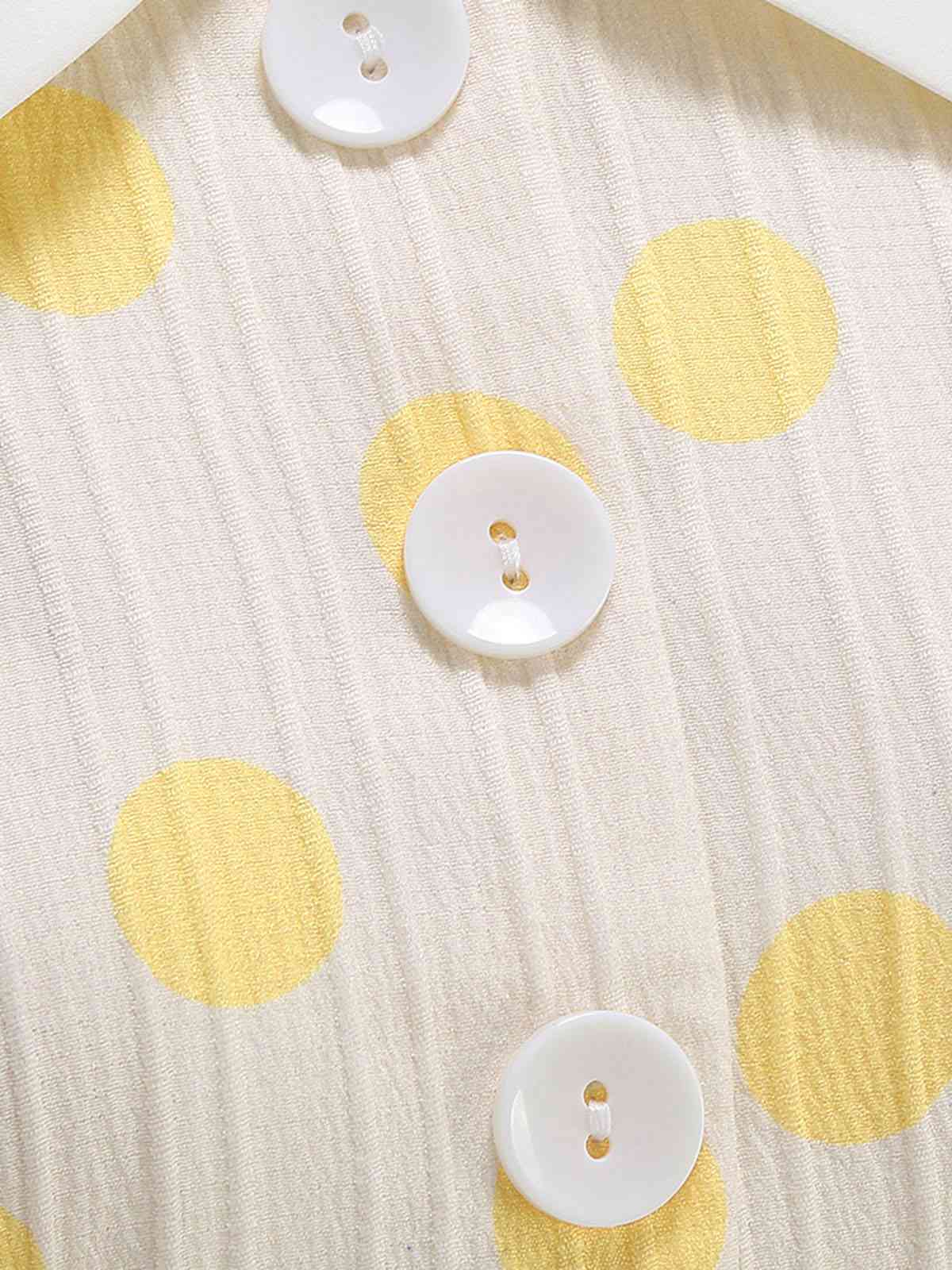 Robe beige à pois et boutons à revers des années 1950 - Image 4