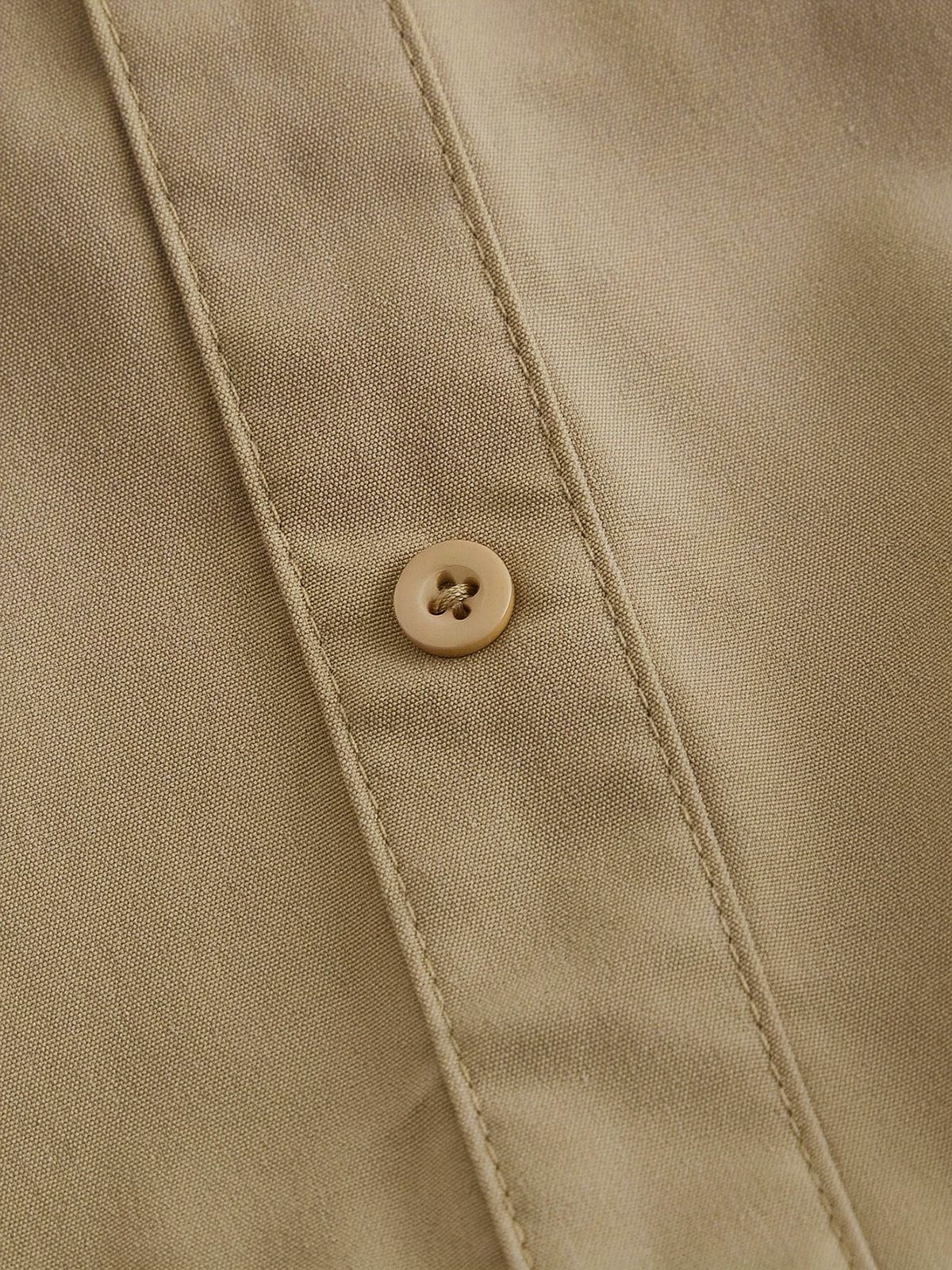 Robe beige manches bouffantes col revers et taille élastiquée années 60 - Image 4