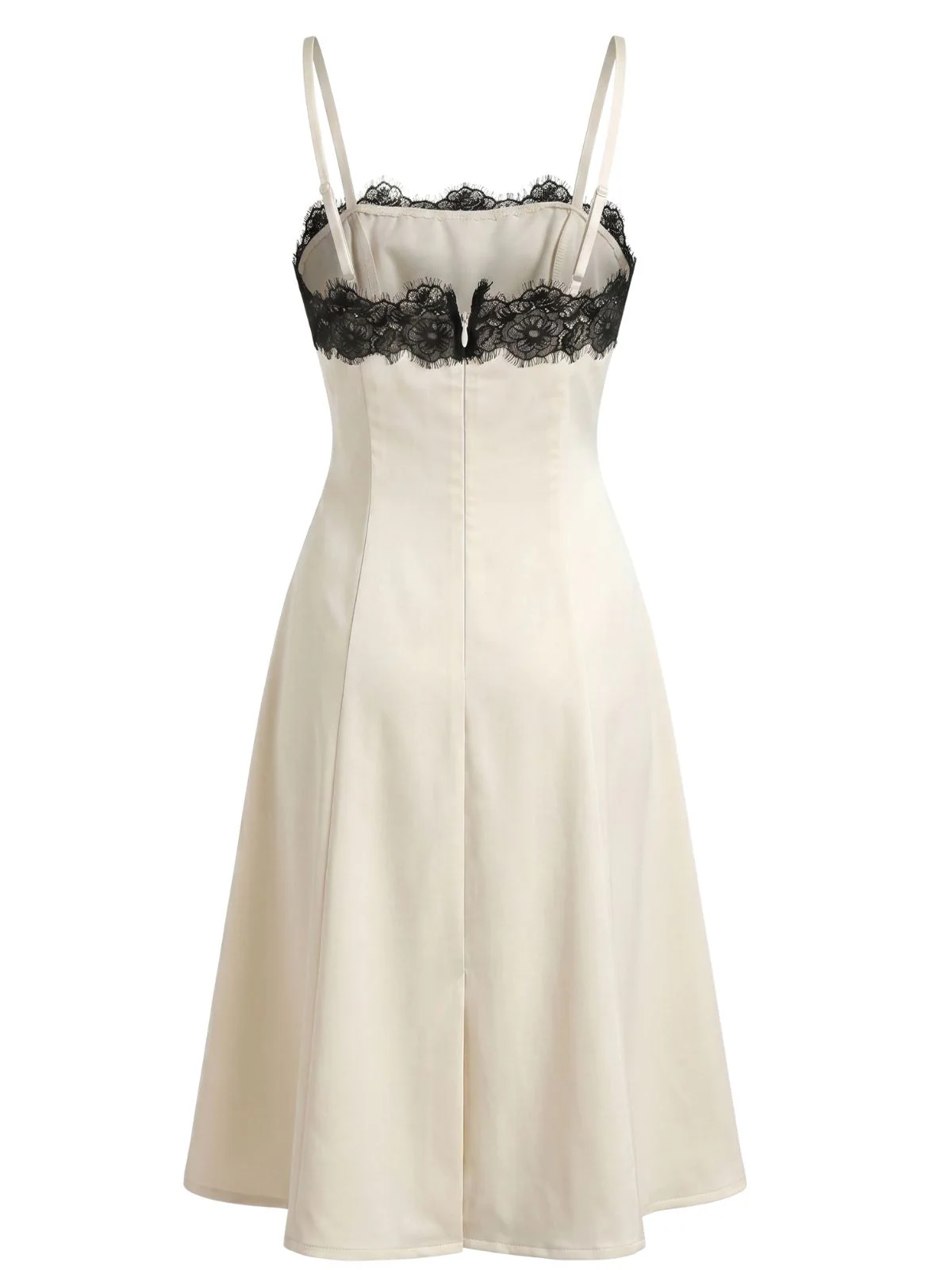 Robe beige patchwork dentelle fines bretelles années 1940 - Image 3
