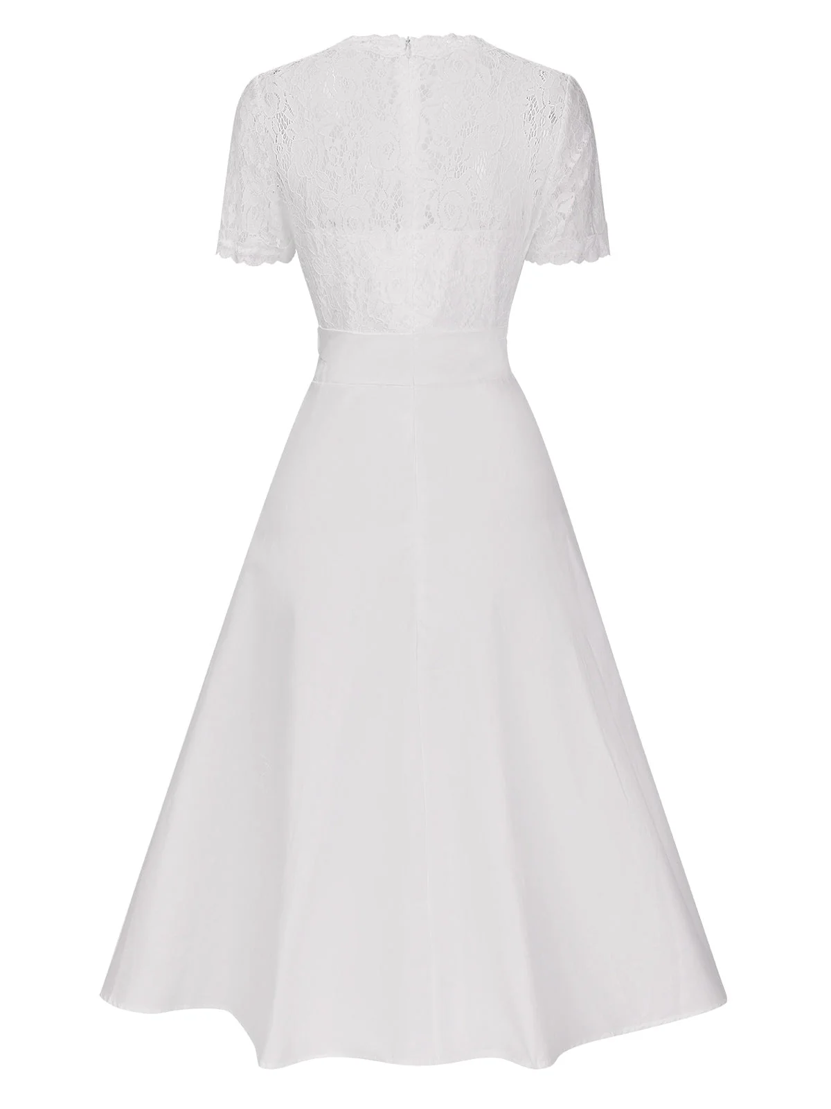 Robe blanche en patchwork de dentelle col V années 1940 - Image 7