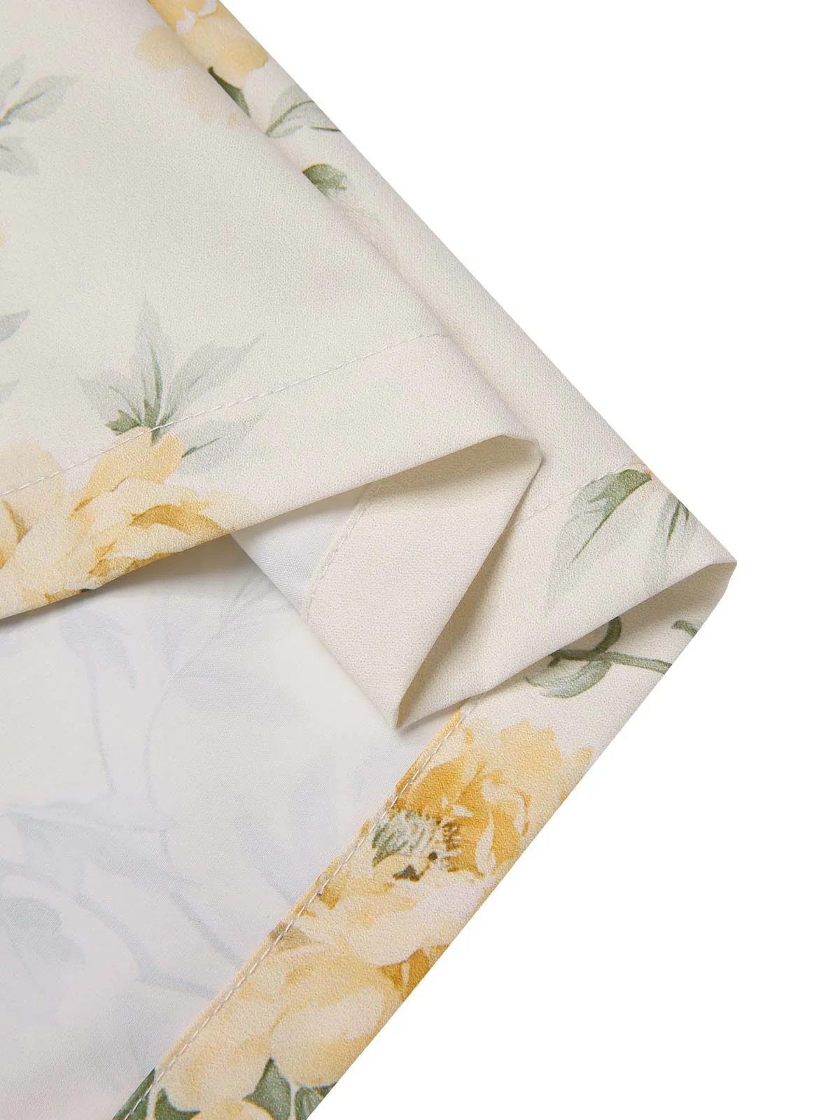 Robe jaune à fleurs antique col bateau ceinturée années 1950 - Image 9