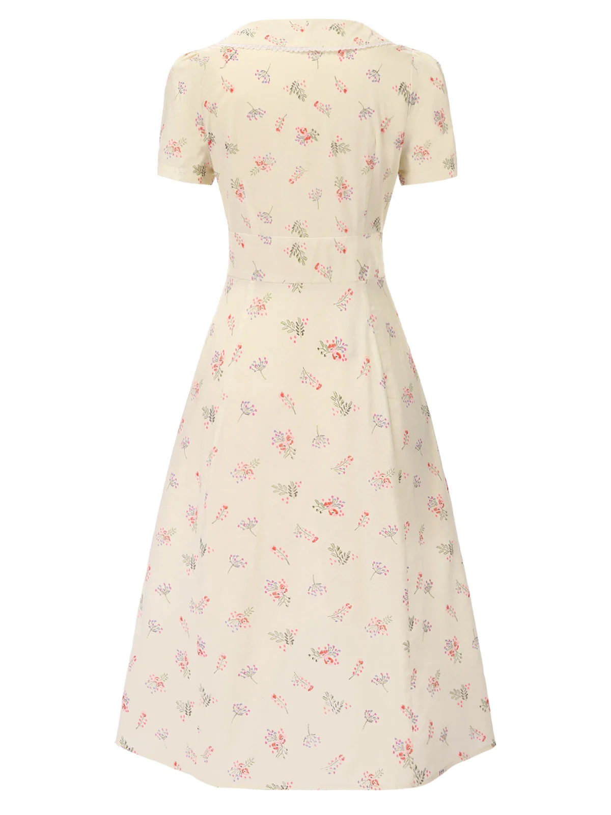 Robe bleu à manches bouffantes et revers fleuris des années 1940 - Image 9