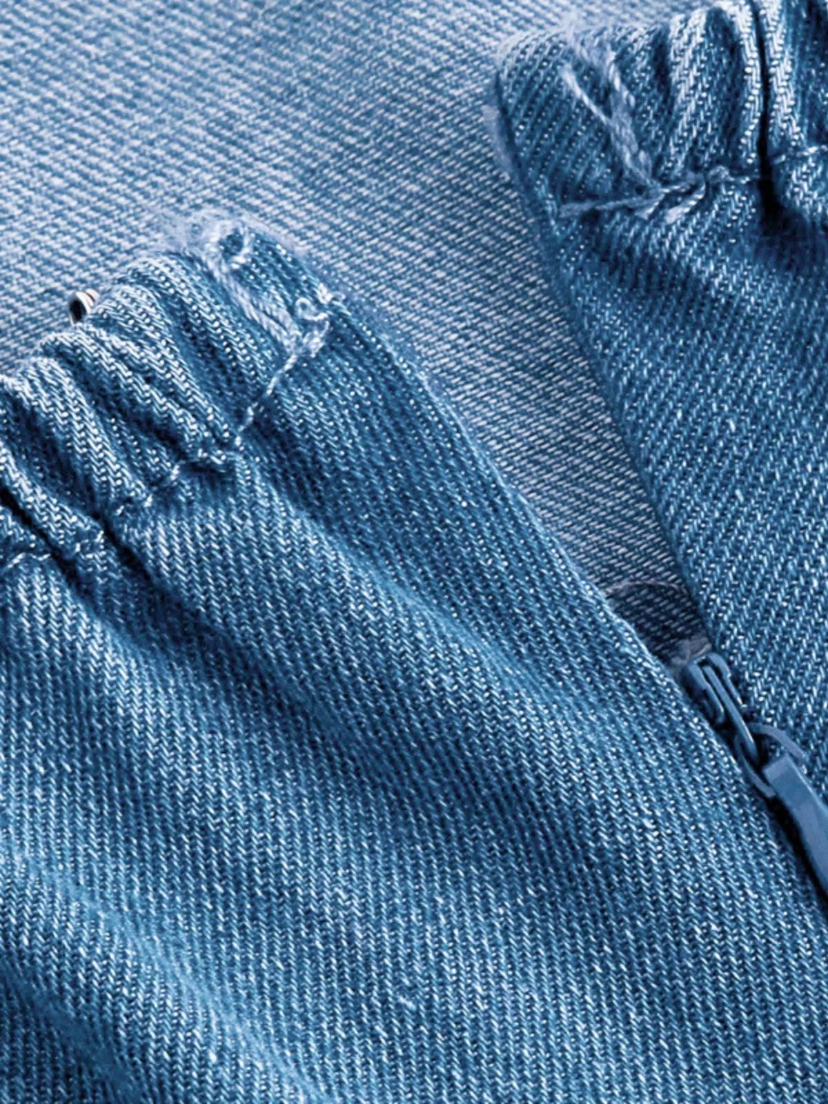Robe Bleu Bretelles Fines Corset Denim Années 1950 - Image 8