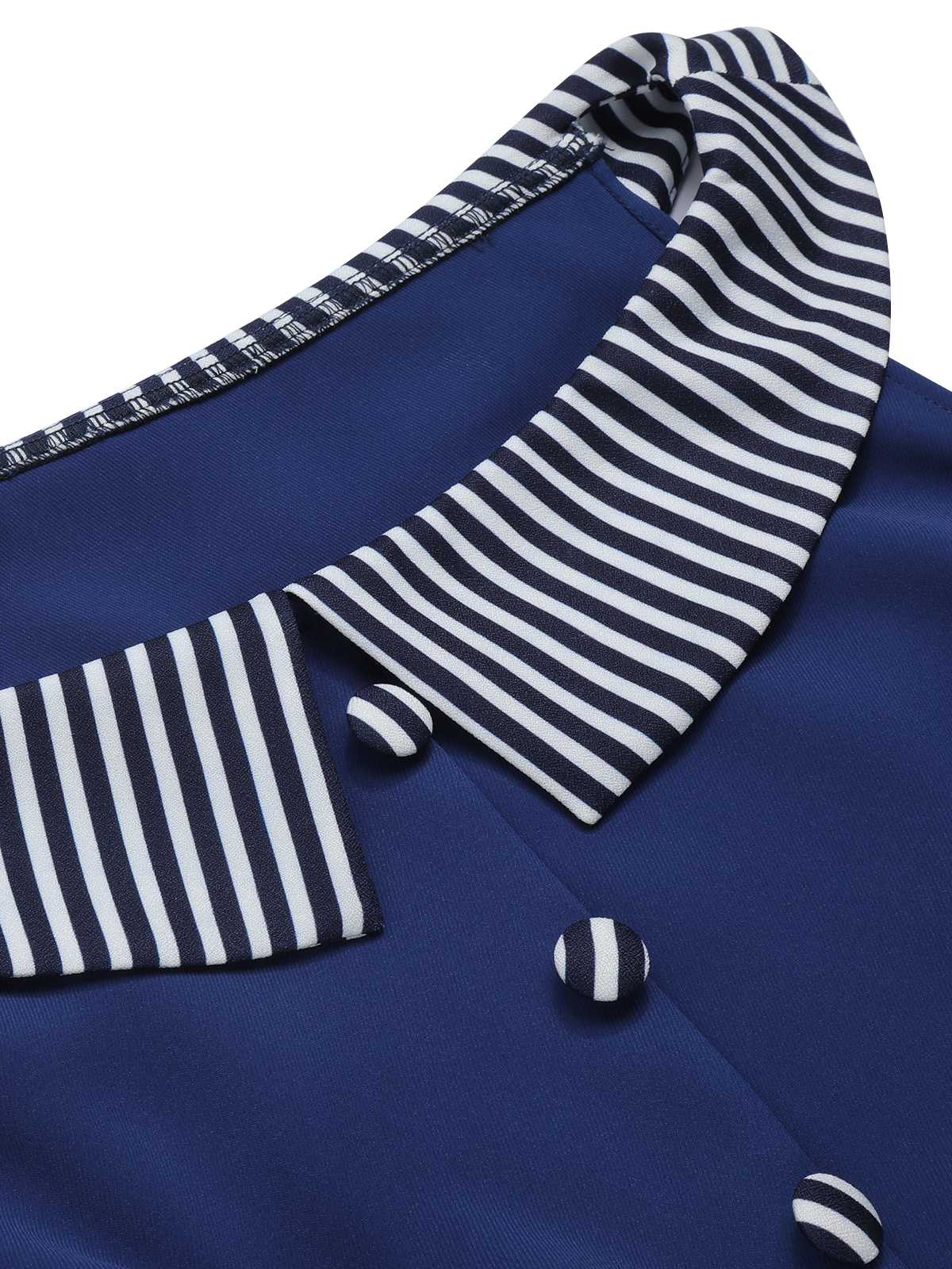 Robe bleu foncé à rayures boutonnées des années 1960 - Image 5