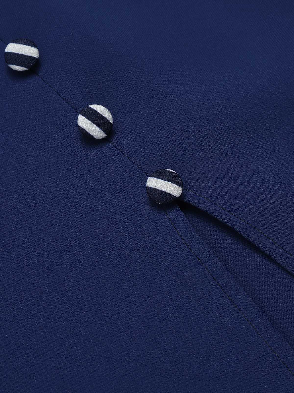Robe bleu foncé à rayures boutonnées des années 1960 - Image 7