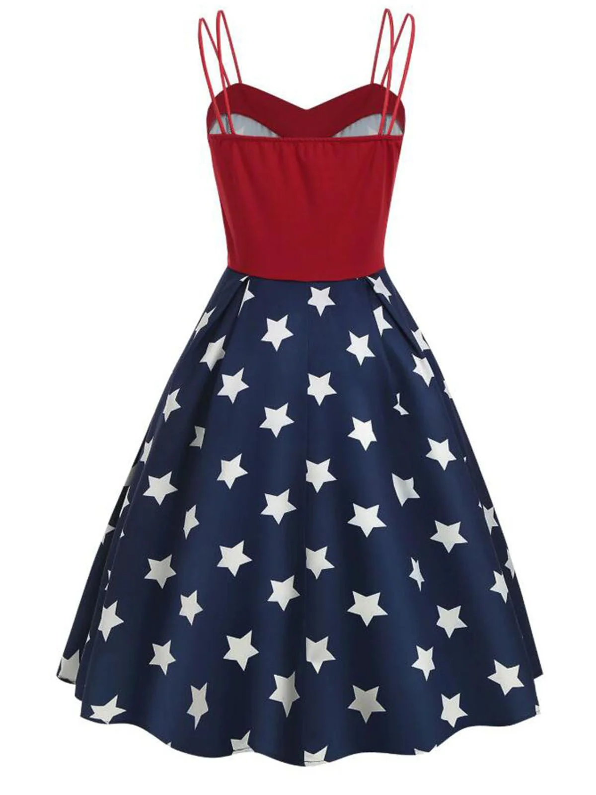 Robe bleu marine à bretelles spaghetti étoiles années 1950 - Image 2