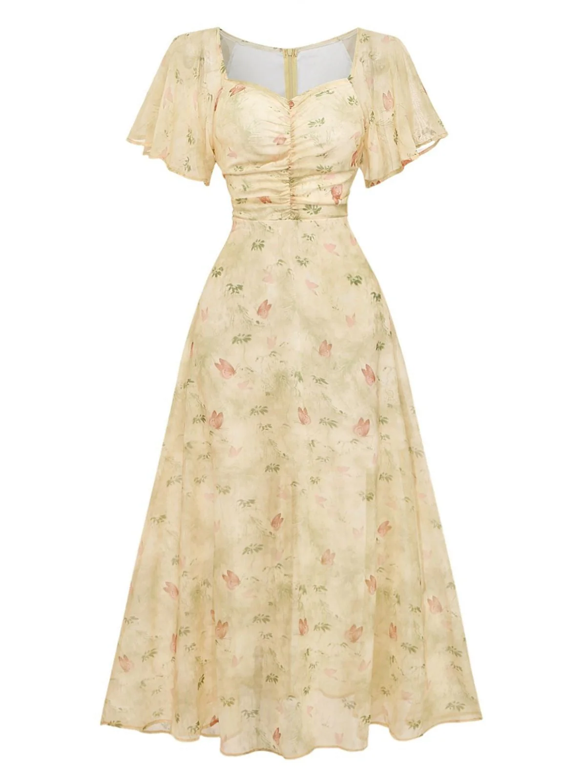 Robe violette mousseline à manches papillon années 1930 - Image 8