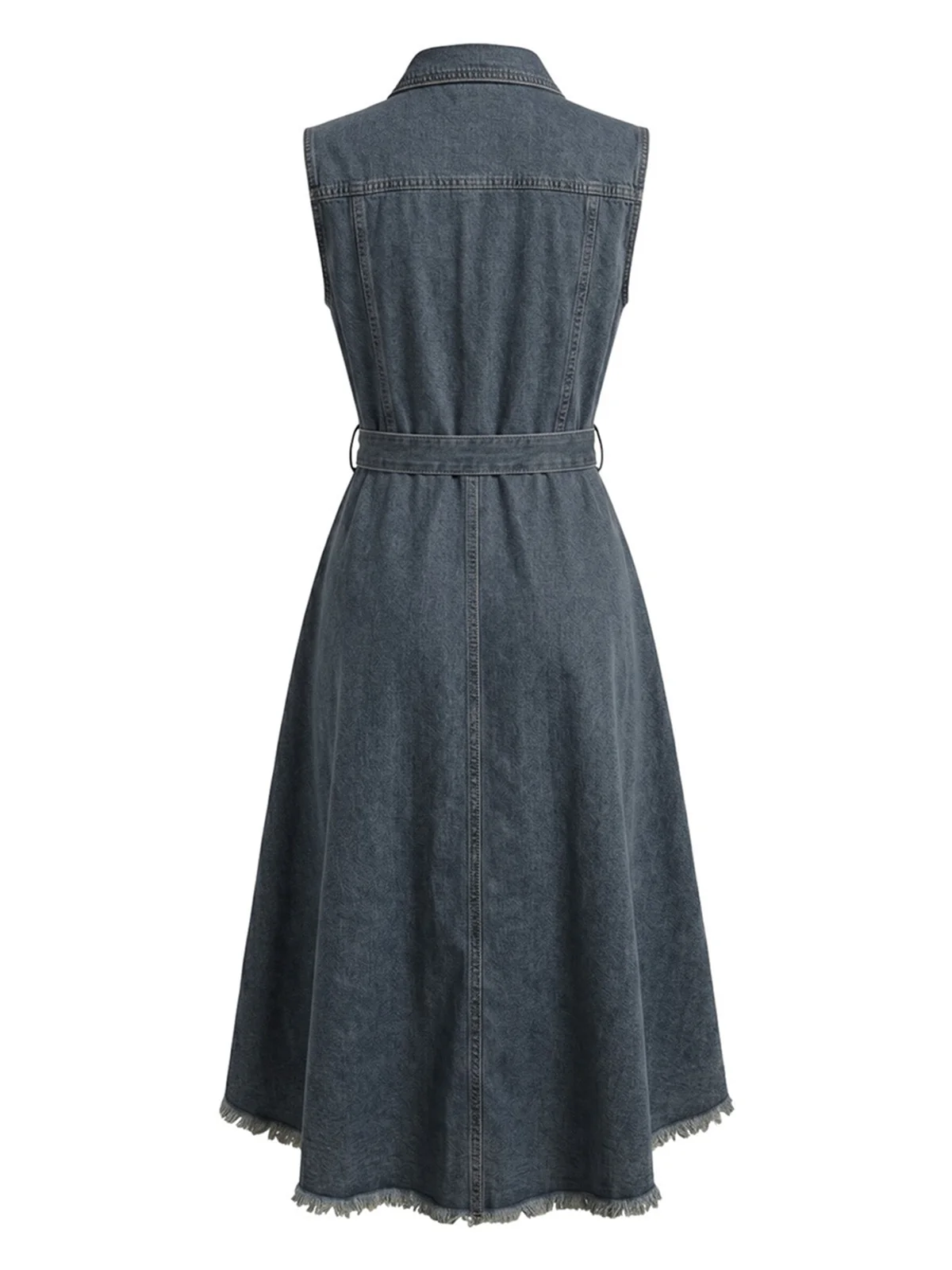 Robe Bleu Sans Manches Ourlet Asymétrique Années 1950 - Image 3