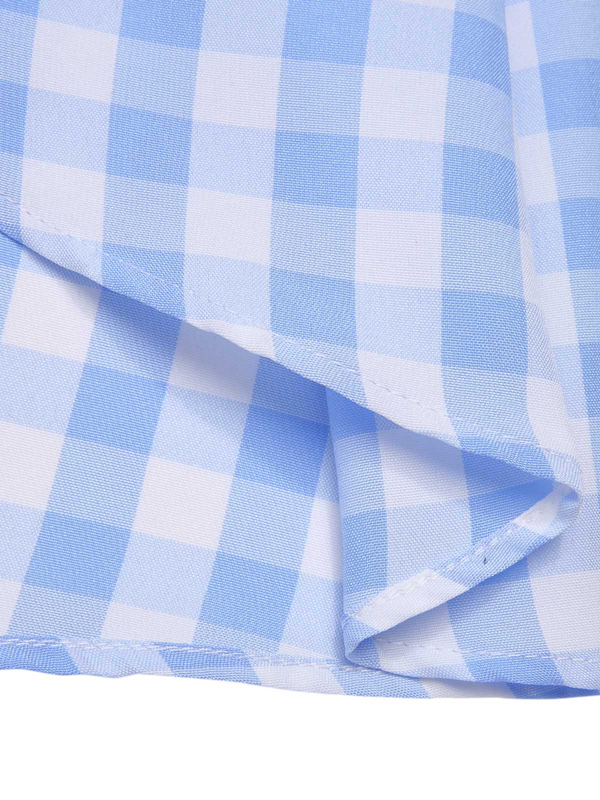 Robe bleue à bretelles spaghetti et nœud à carreaux des années 50 - Image 10