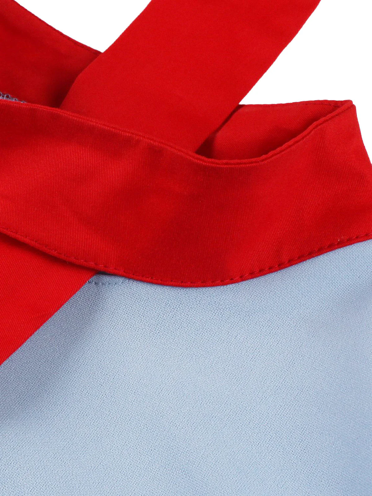 Robe bleue col montant et nœud contrastant années 1950 - Image 6