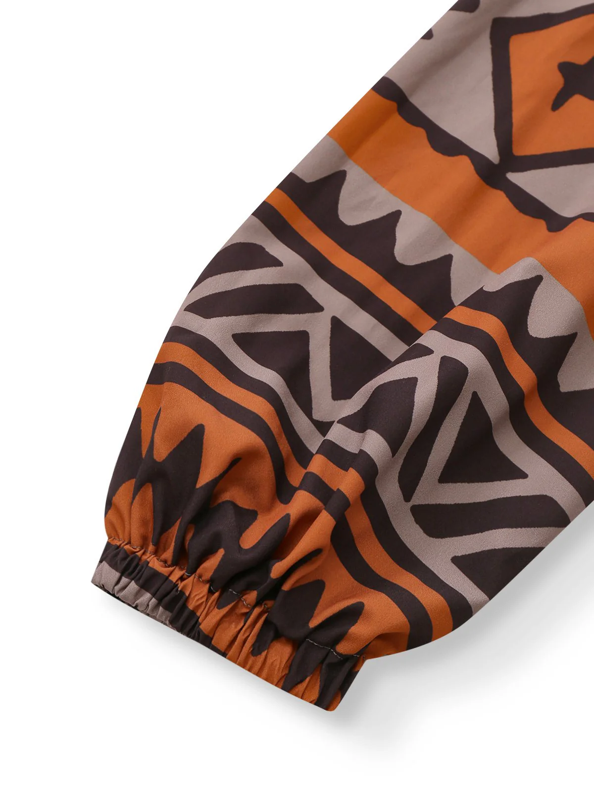 Robe bohème marron à imprimé tribal et décolleté en V profond style années 1970 - Image 5