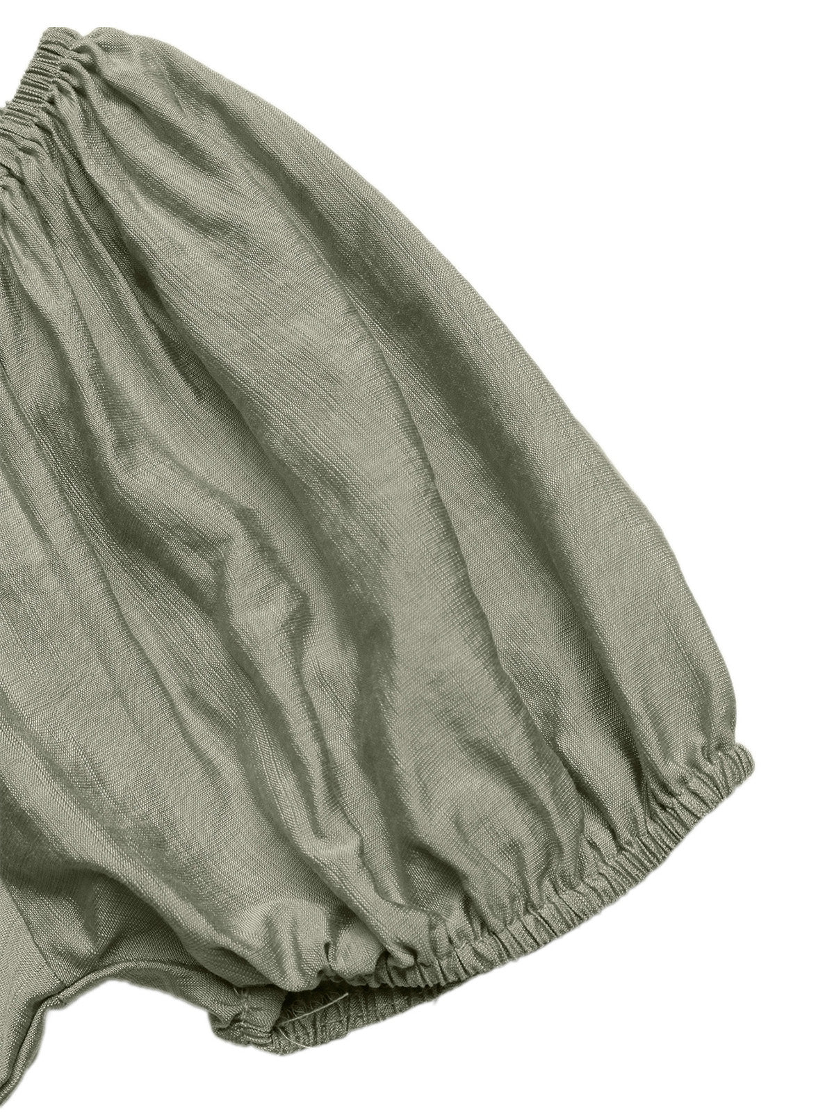 Robe bohème verte col carré à manches bouffantes années 70 - Image 9
