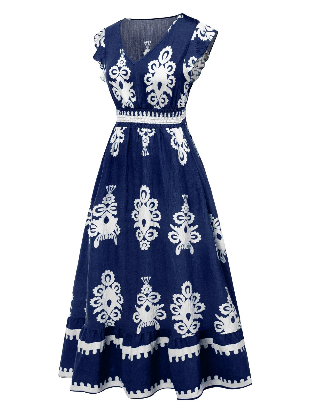 Robe bohémienne à col V motif tribal des années 1970 - Image 2