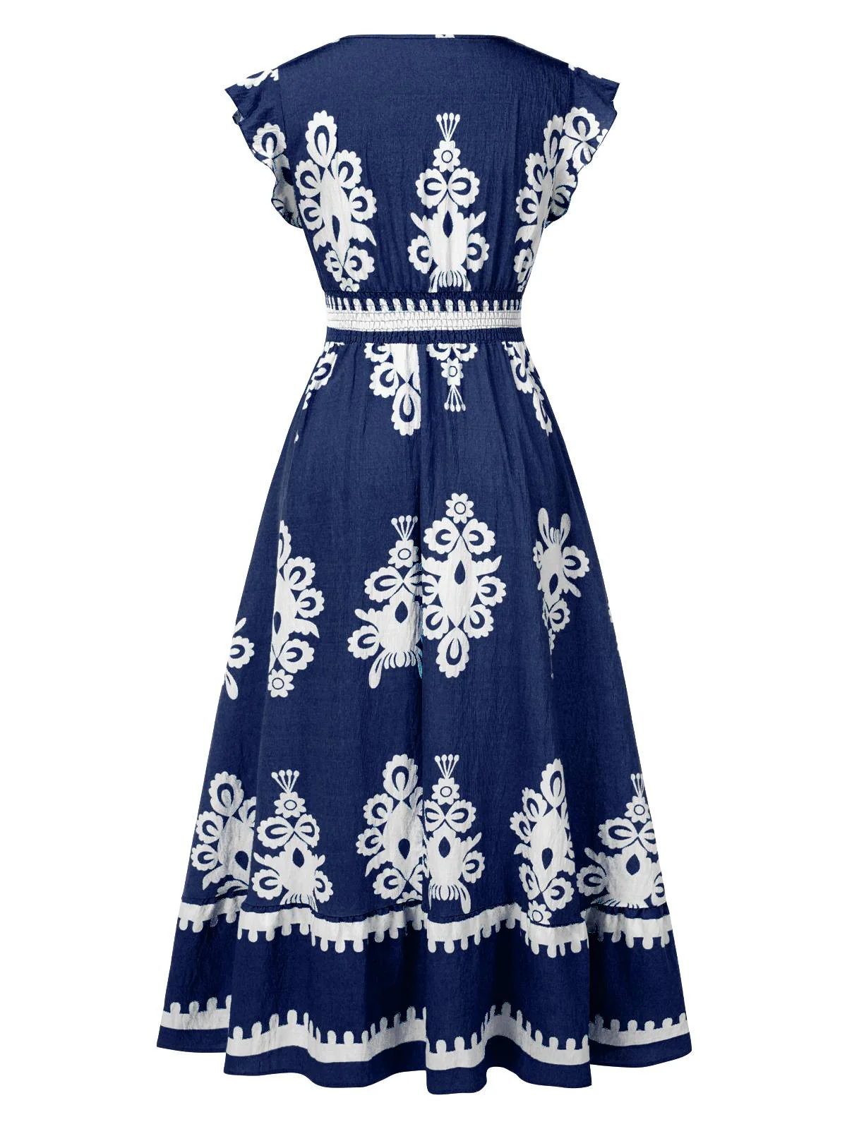 Robe bohémienne à col V motif tribal des années 1970 - Image 3