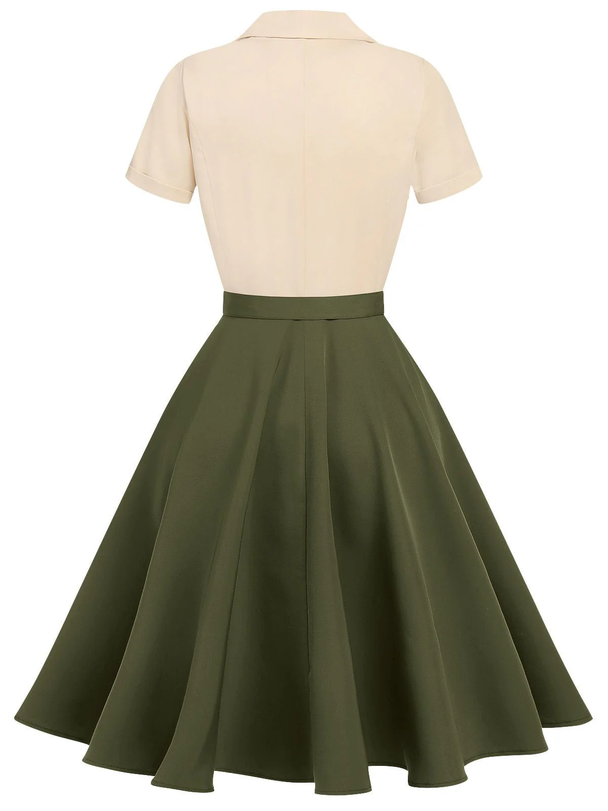 Robe boutonnée kaki style Blanche-Neige années 1950 - Image 10