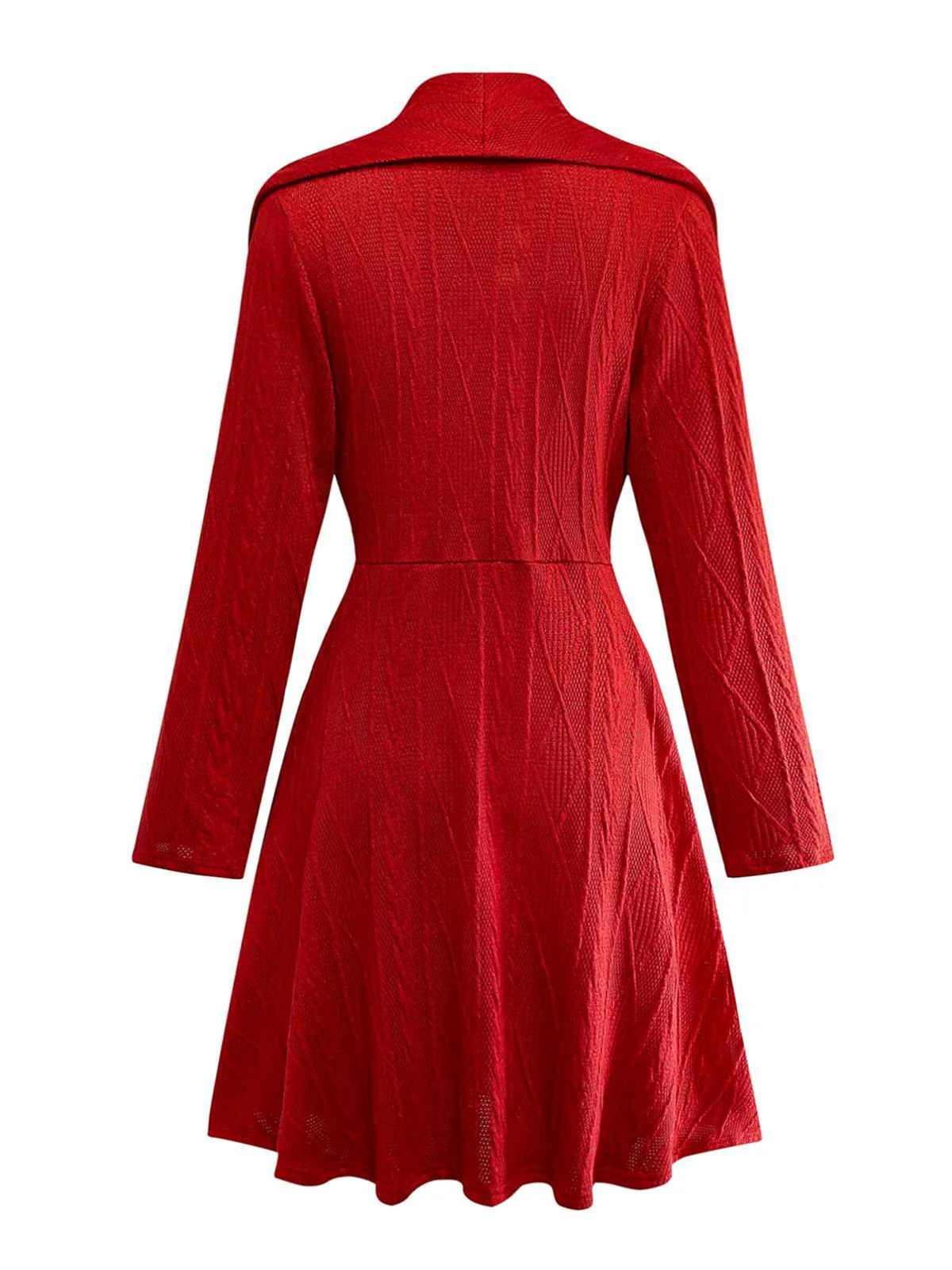 Robe boutonnée à gros col en V en maille unie des années 1940 - Image 3