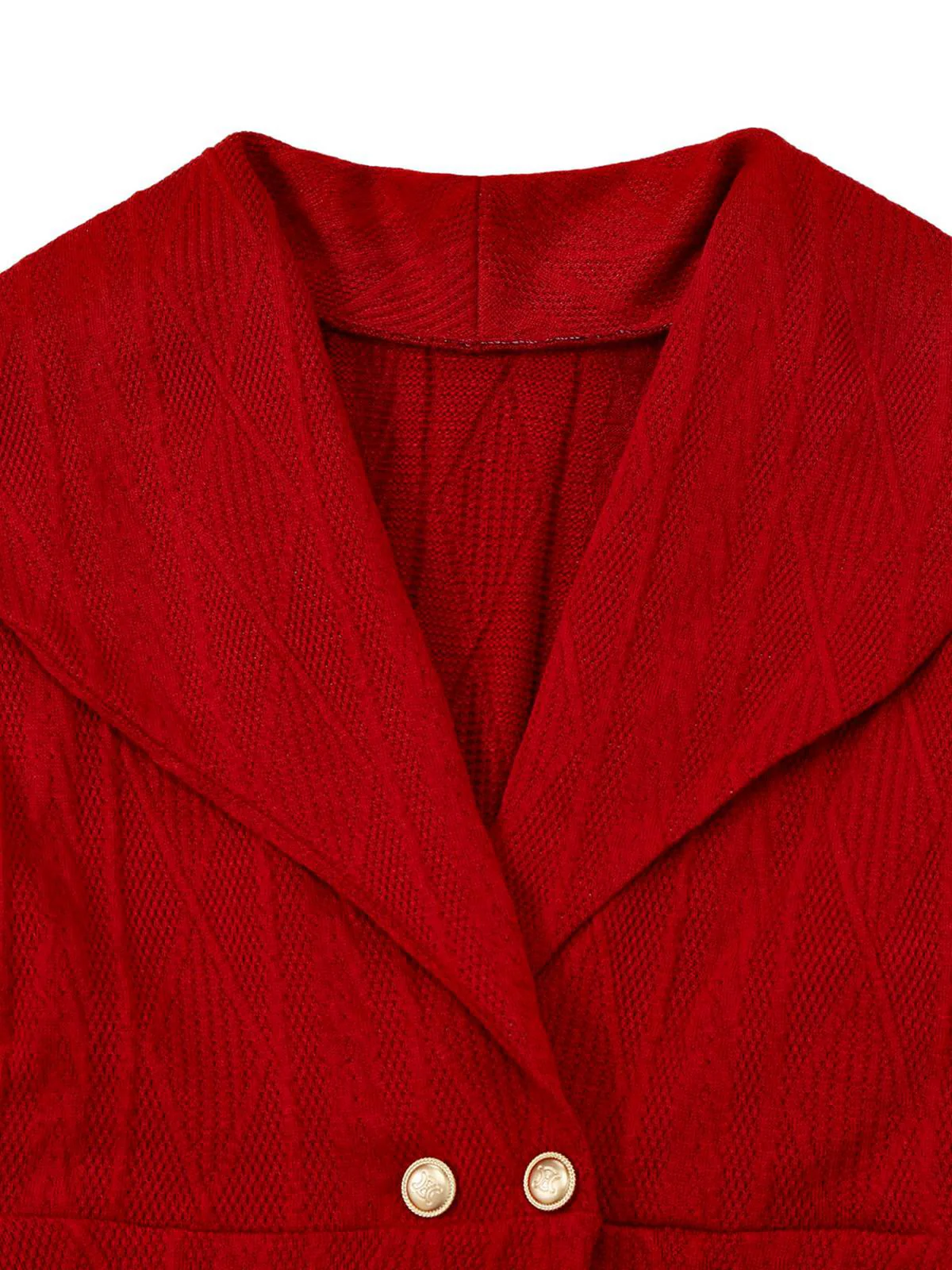 Robe boutonnée à gros col en V en maille unie des années 1940 - Image 4